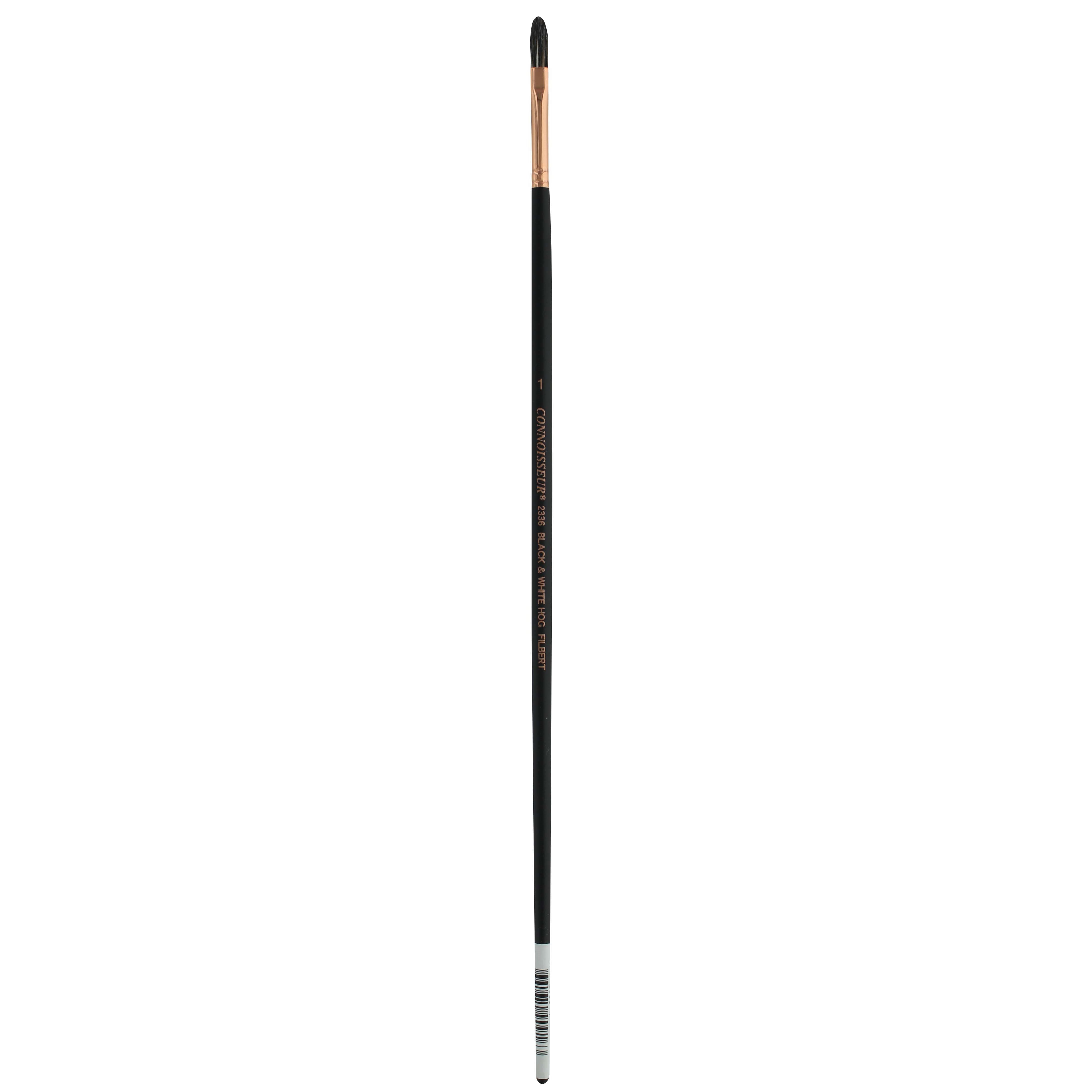 Connoisseur&#xAE; Black &#x26; White Hog Bristle Long Handle Filbert Brush