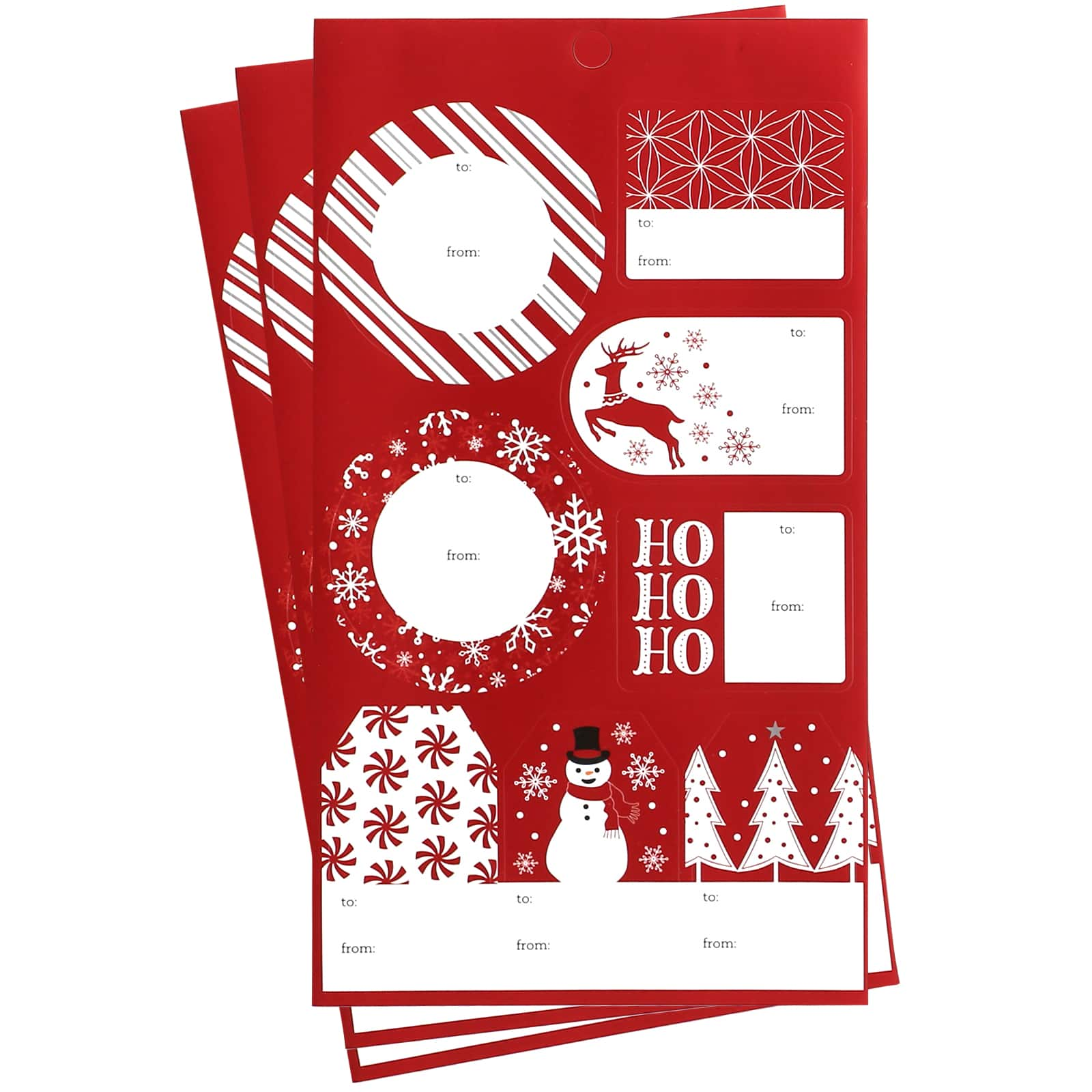 Red &#x26; White Christmas Sticker Gift Tags, 120ct. by Celebrate It&#x2122;