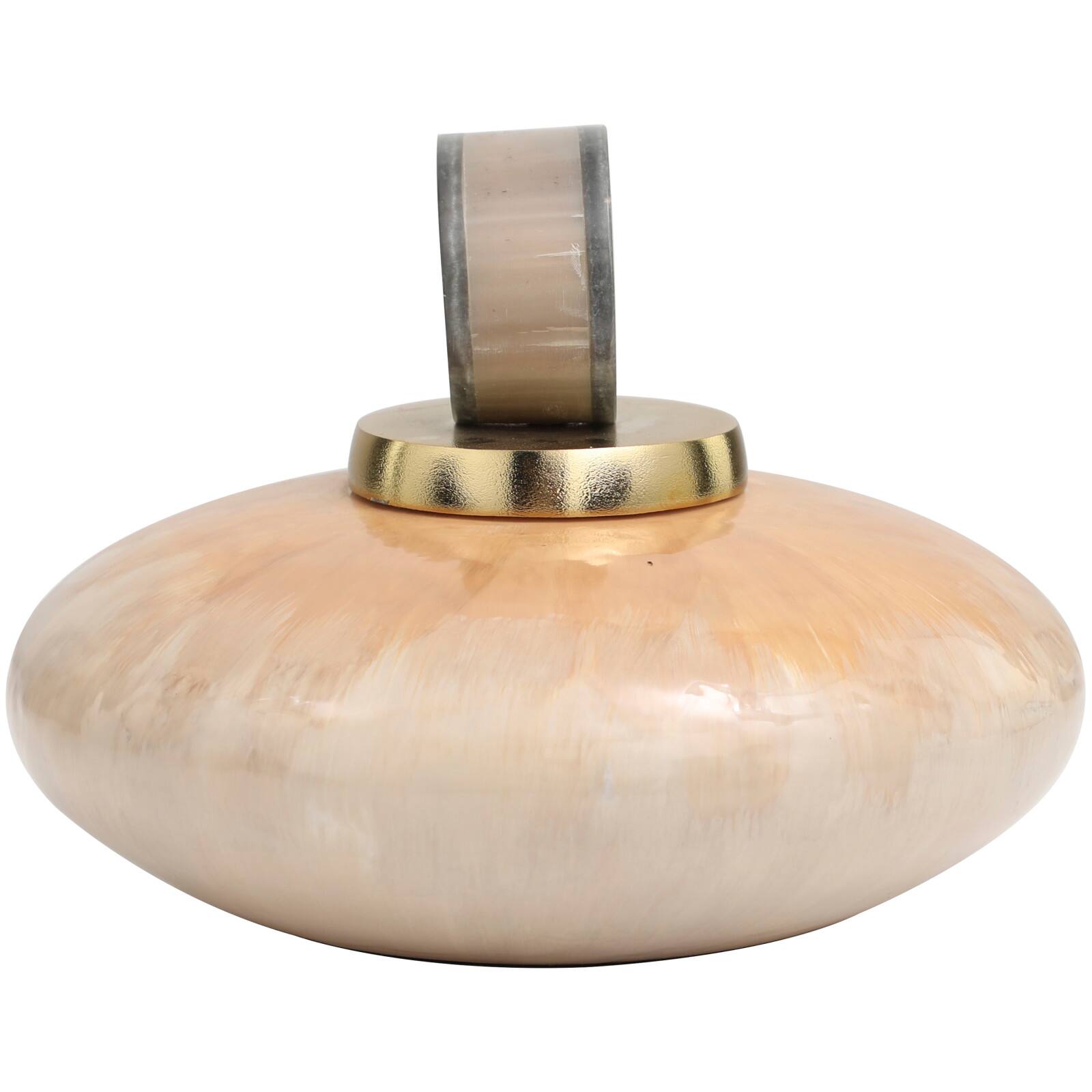 Beige &#x26; Peach Glass Ombre Geometric Decorative Jar