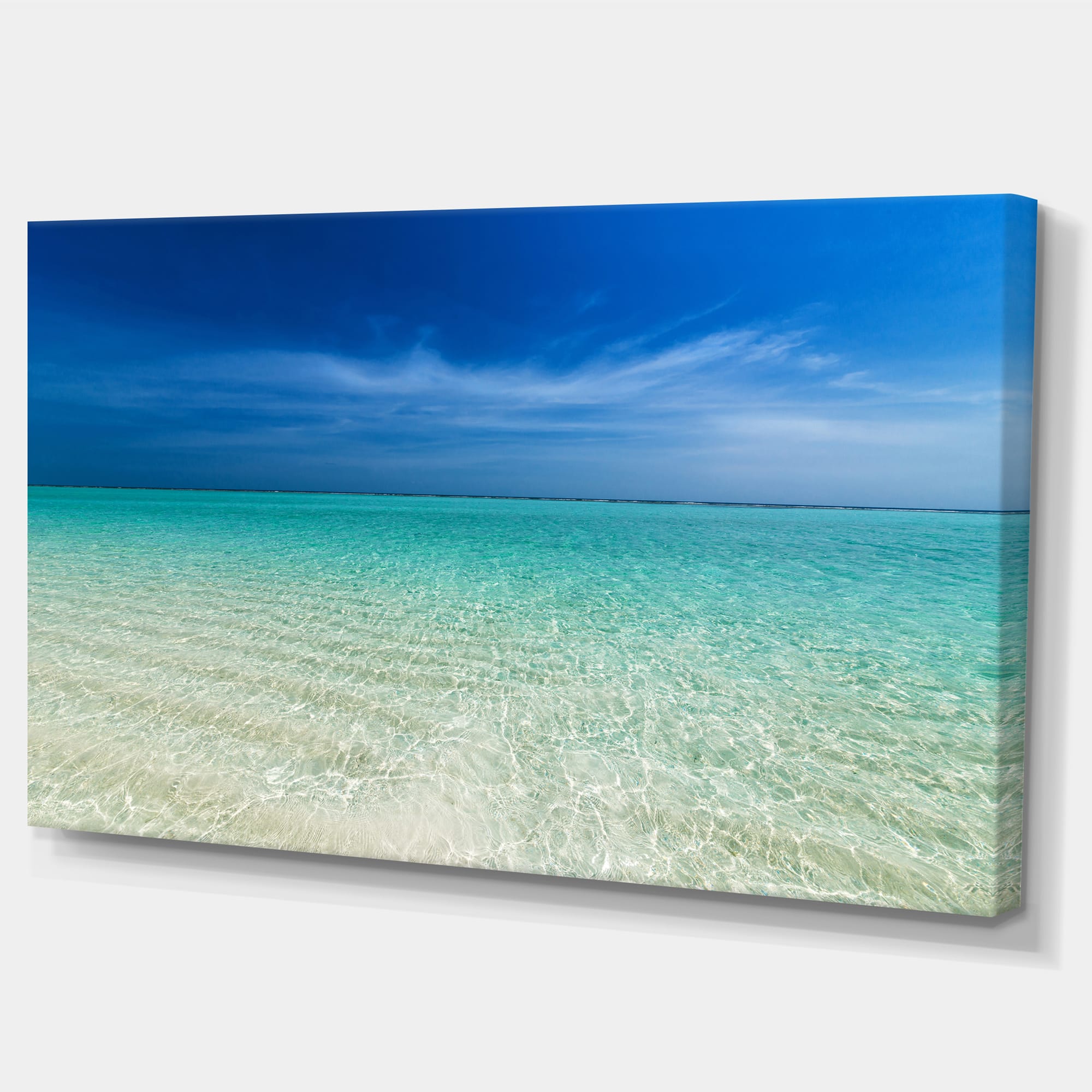 Designart - Turquoise Ocean Under Blue Sky - Modern Seascape Canvas Artwork