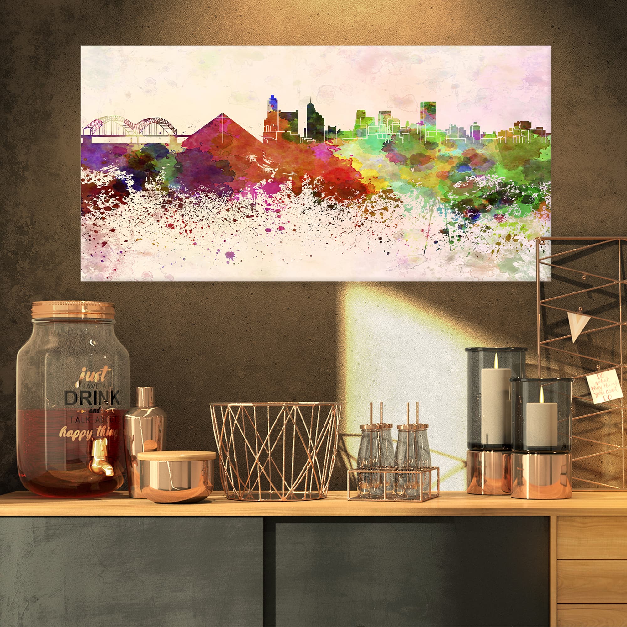 Designart - Memphis Skyline - Cityscape Canvas Artwork Print