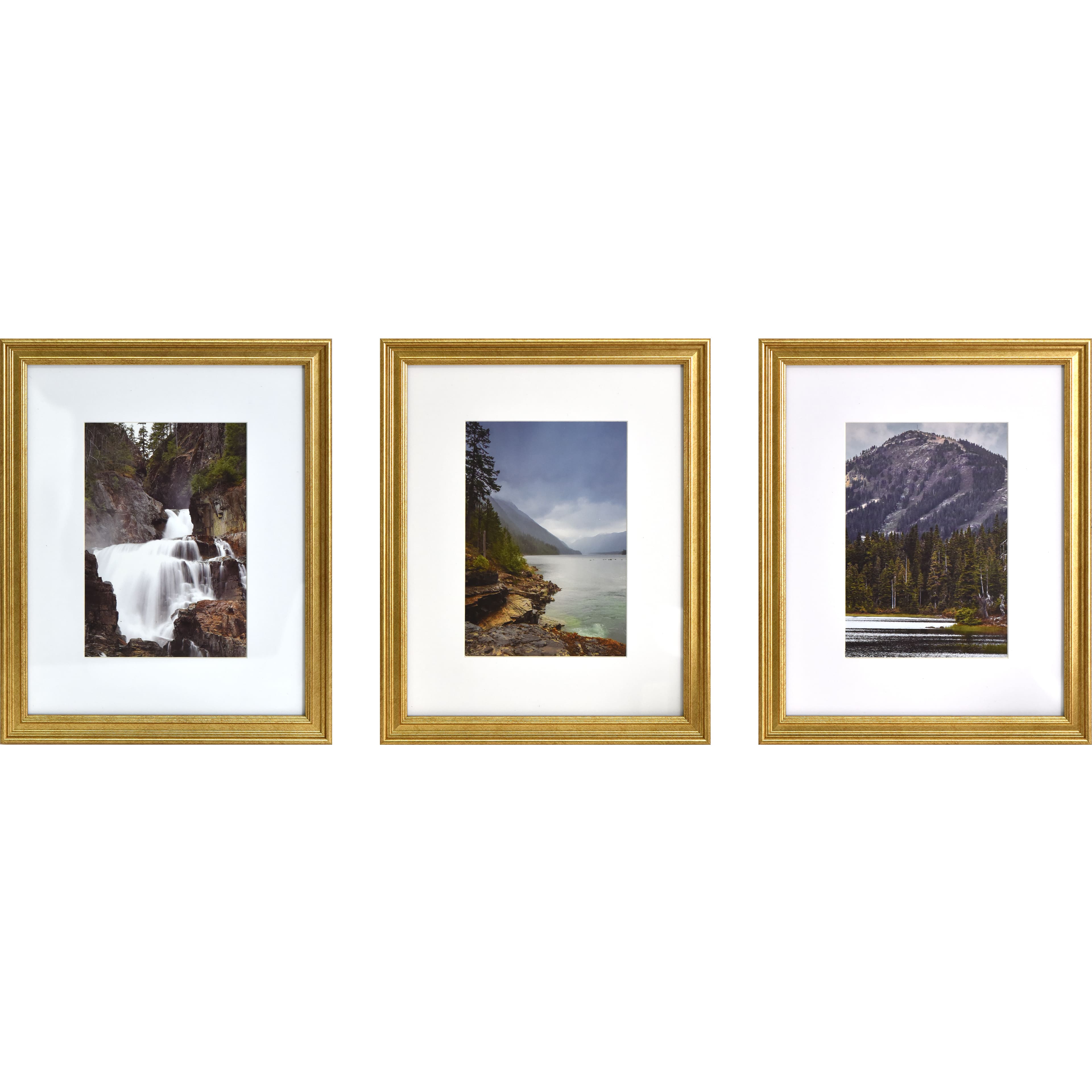 3 Pack Gallery&#x2122; Gold Frame with Mat by Studio D&#xE9;cor&#xAE;