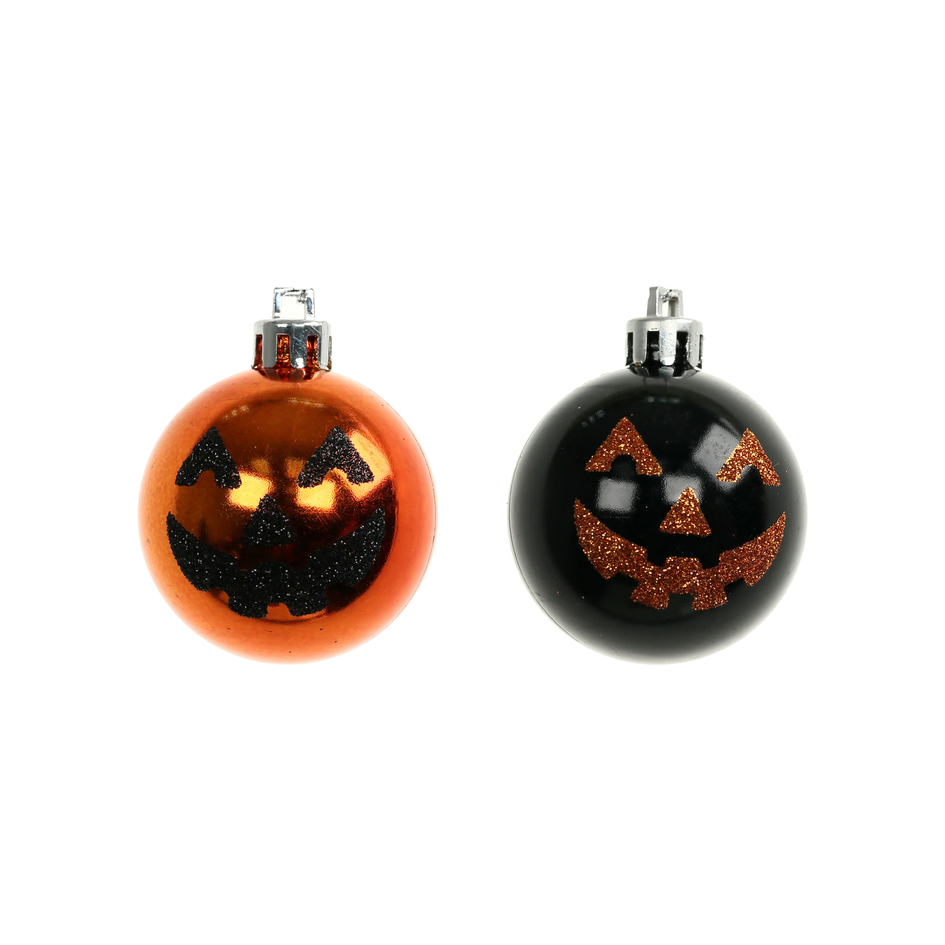 2.25&#x22; Black &#x26; Orange Pumpkin Face Plastic Ball Ornaments, 5ct. by Ashland&#xAE;