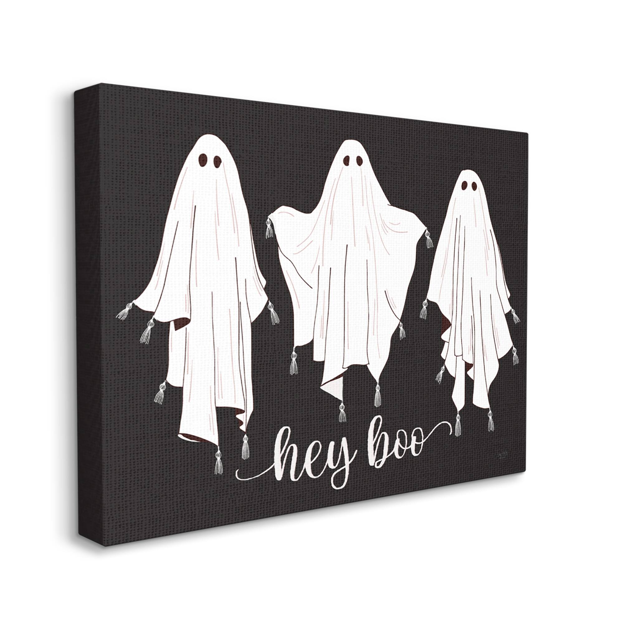 Stupell Industries Hey Boo Three Ghosts Canvas Wall Art