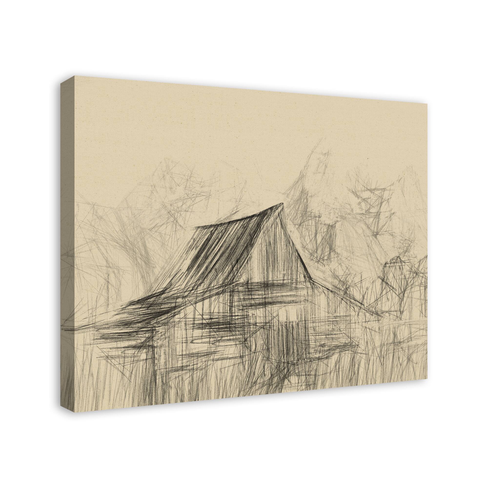Sketch Barn Fall Canvas Wall Art