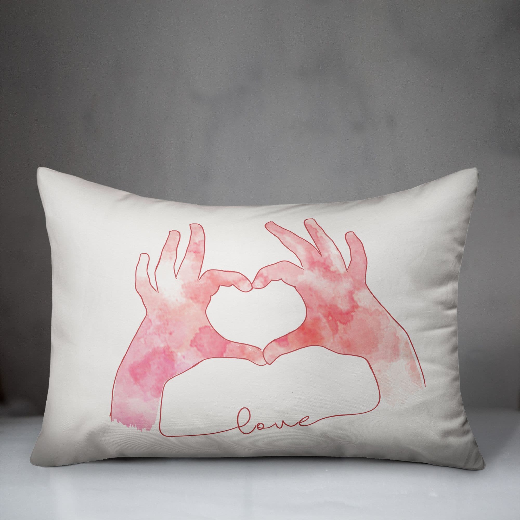 Love Heart Hands Throw Pillow