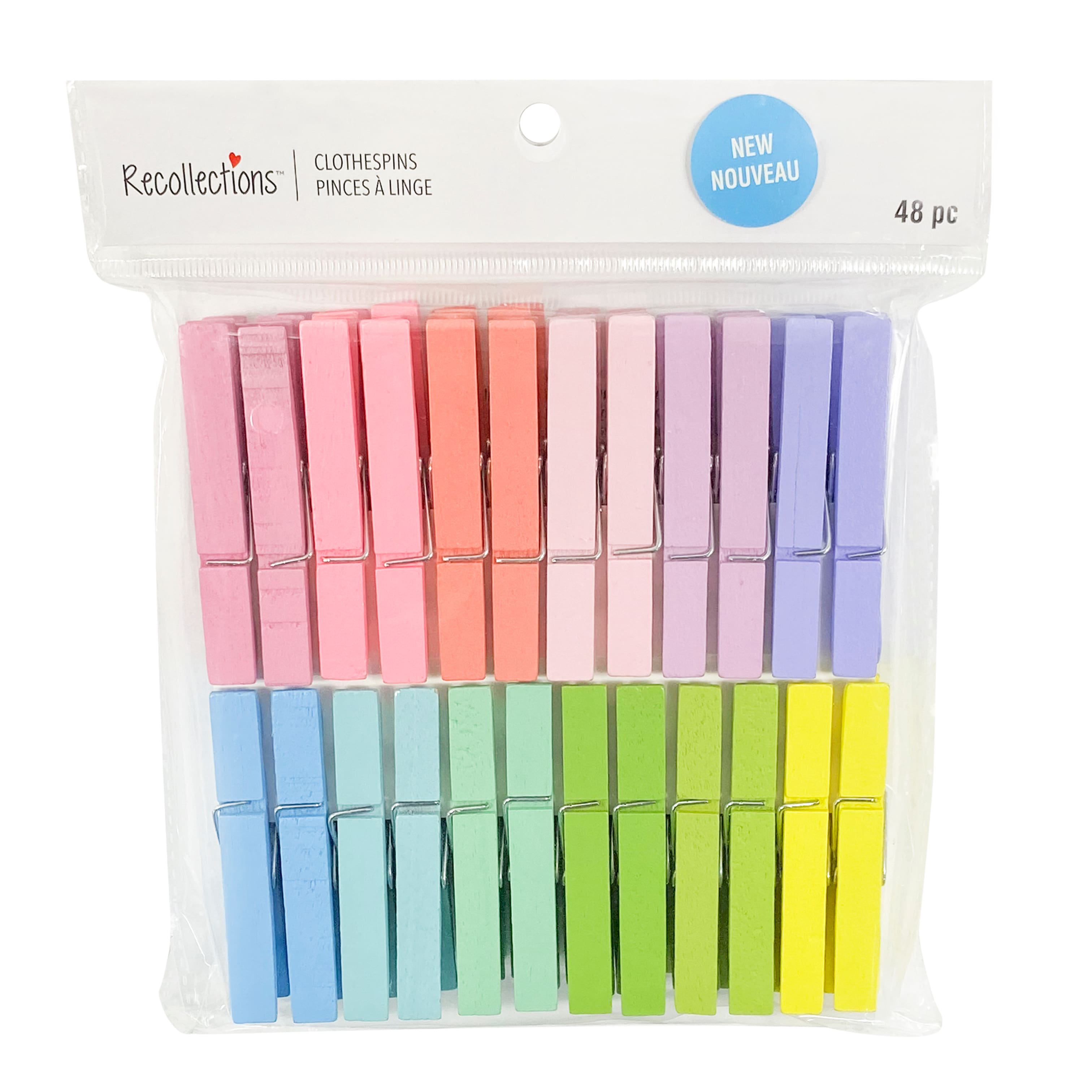 12 Packs: 48 ct. (576 total) Large Rainbow Clothespins by Recollections™