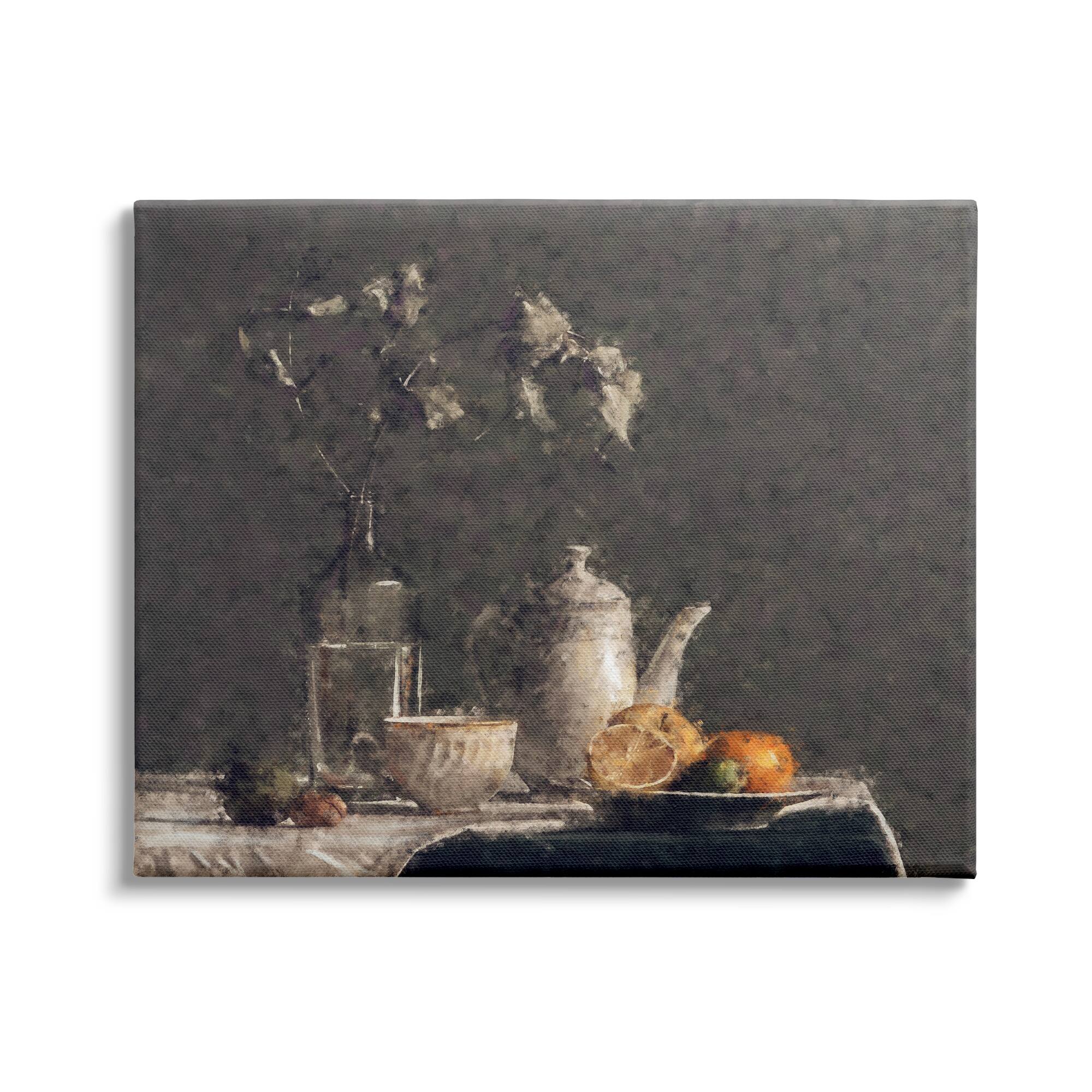 Stupell Industries Vintage Tabletop Still Life Plated Sliced Fruit Canvas Wall Art