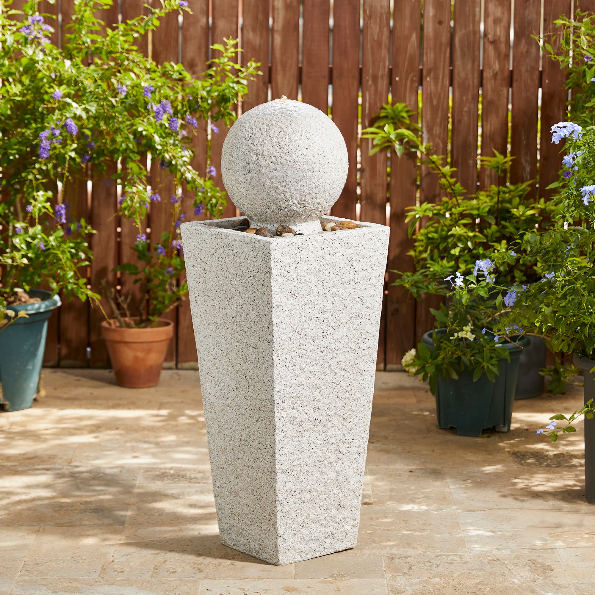 Glitzhome&#xAE; 3.5ft LED Pedestal &#x26; Sphere Outdoor Fountain