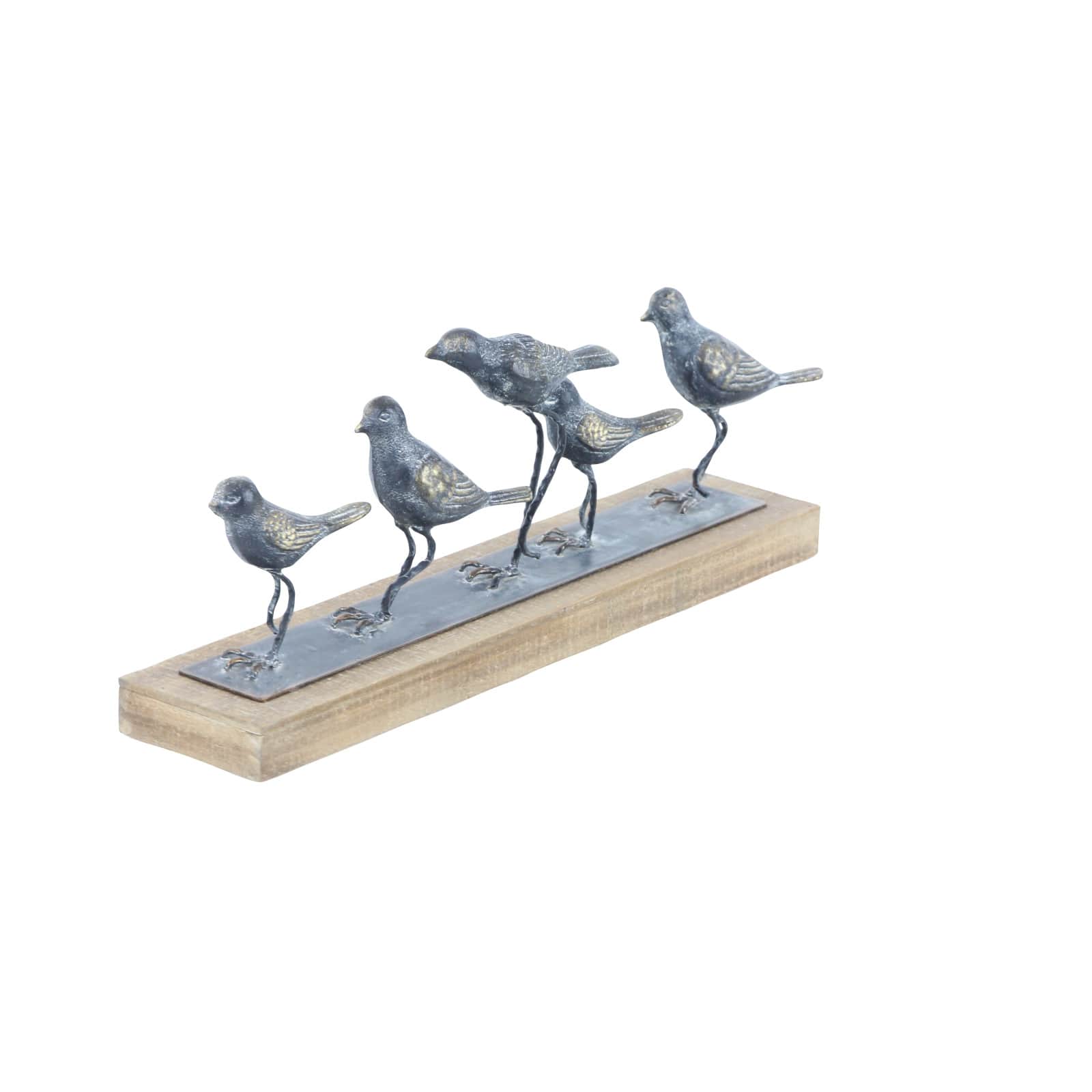 18&#x22; Gray Metal Farmhouse Birds Sculpture