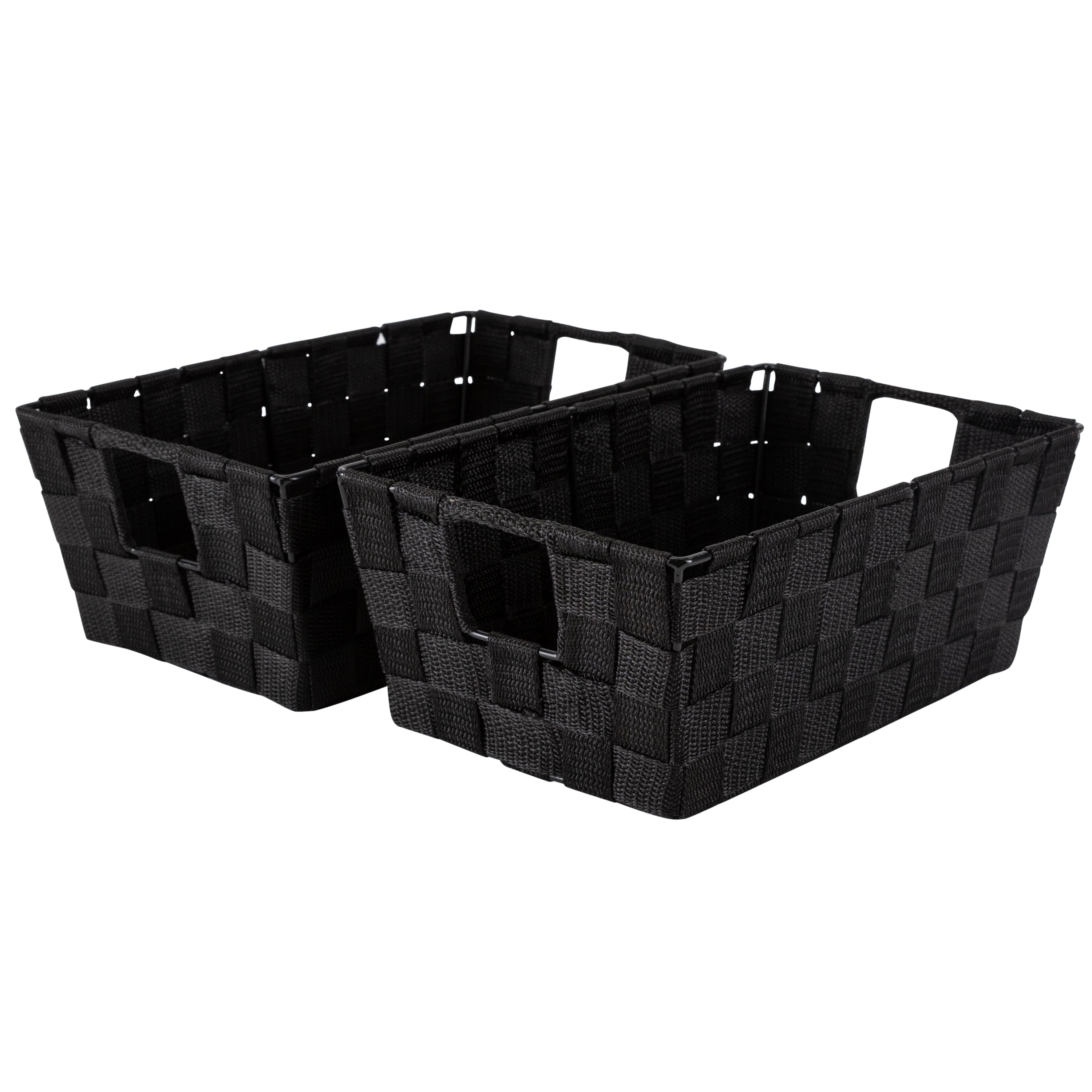 Simplify Small Black Woven Storage Shelf Baskets, 2ct.