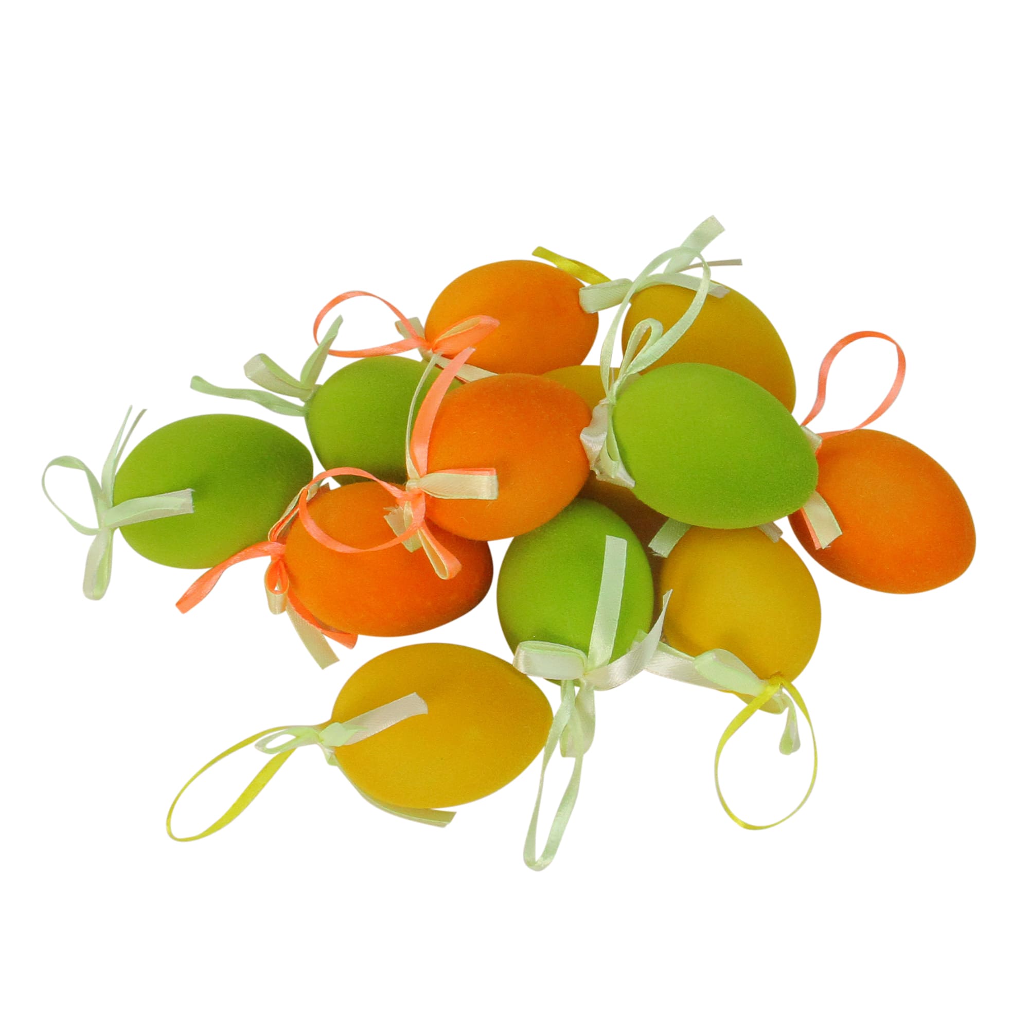 Set of 12 Orange, Green and Yellow Spring Easter Egg Ornaments