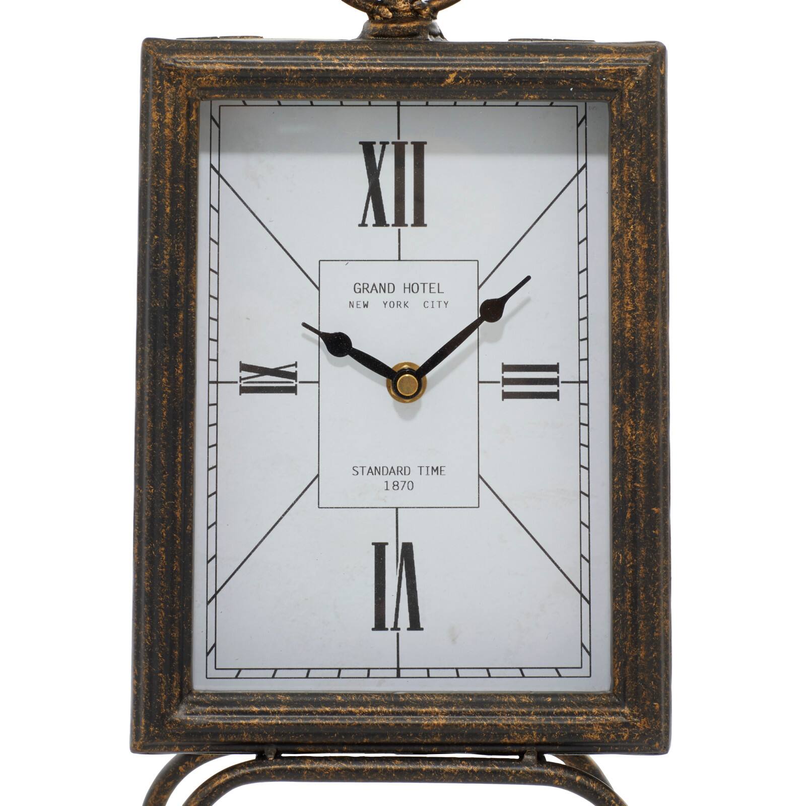 Brass Metal Rustic Clock, 14" x 8" x 4"