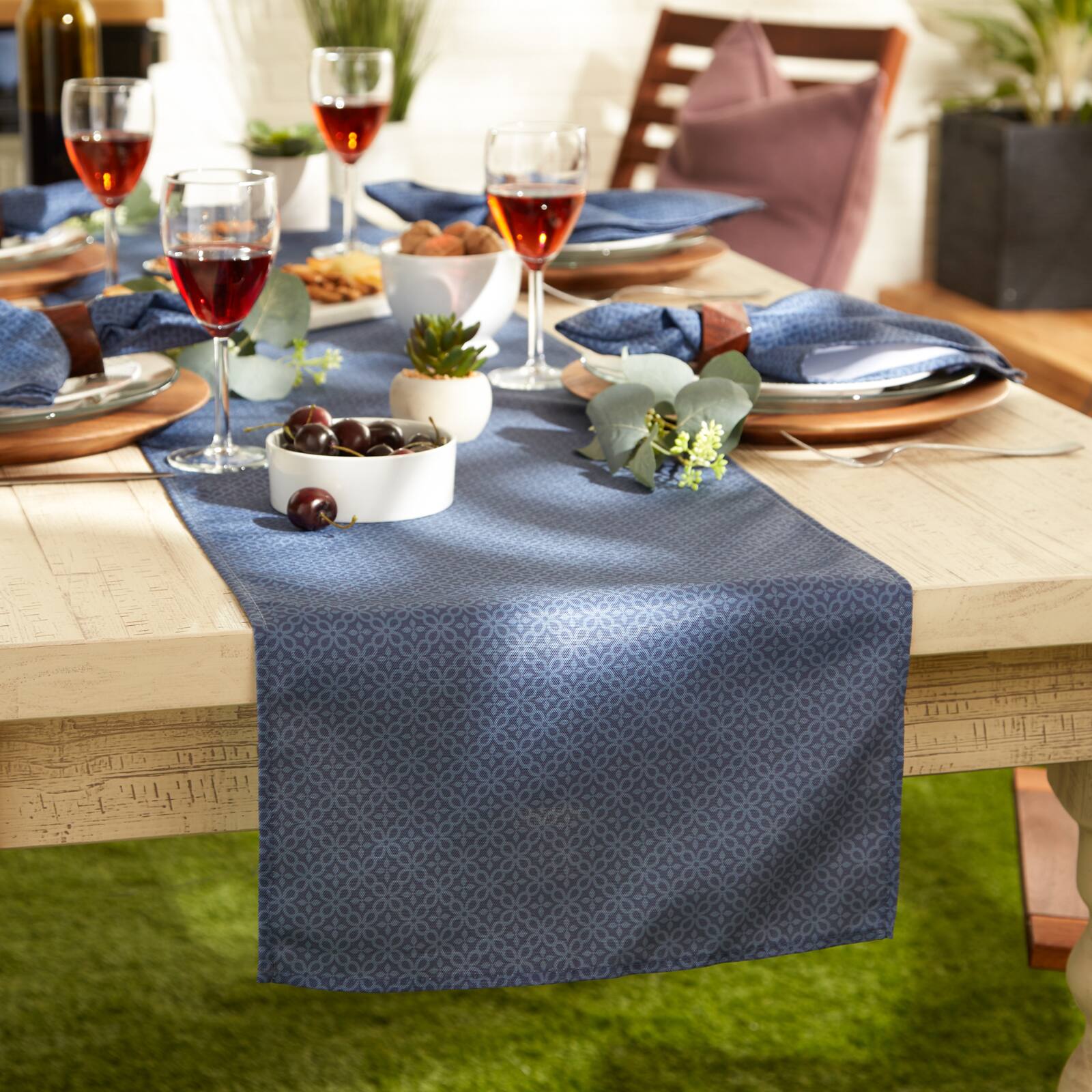 DII® 72" Tonal Lattice Print Outdoor Table Runner