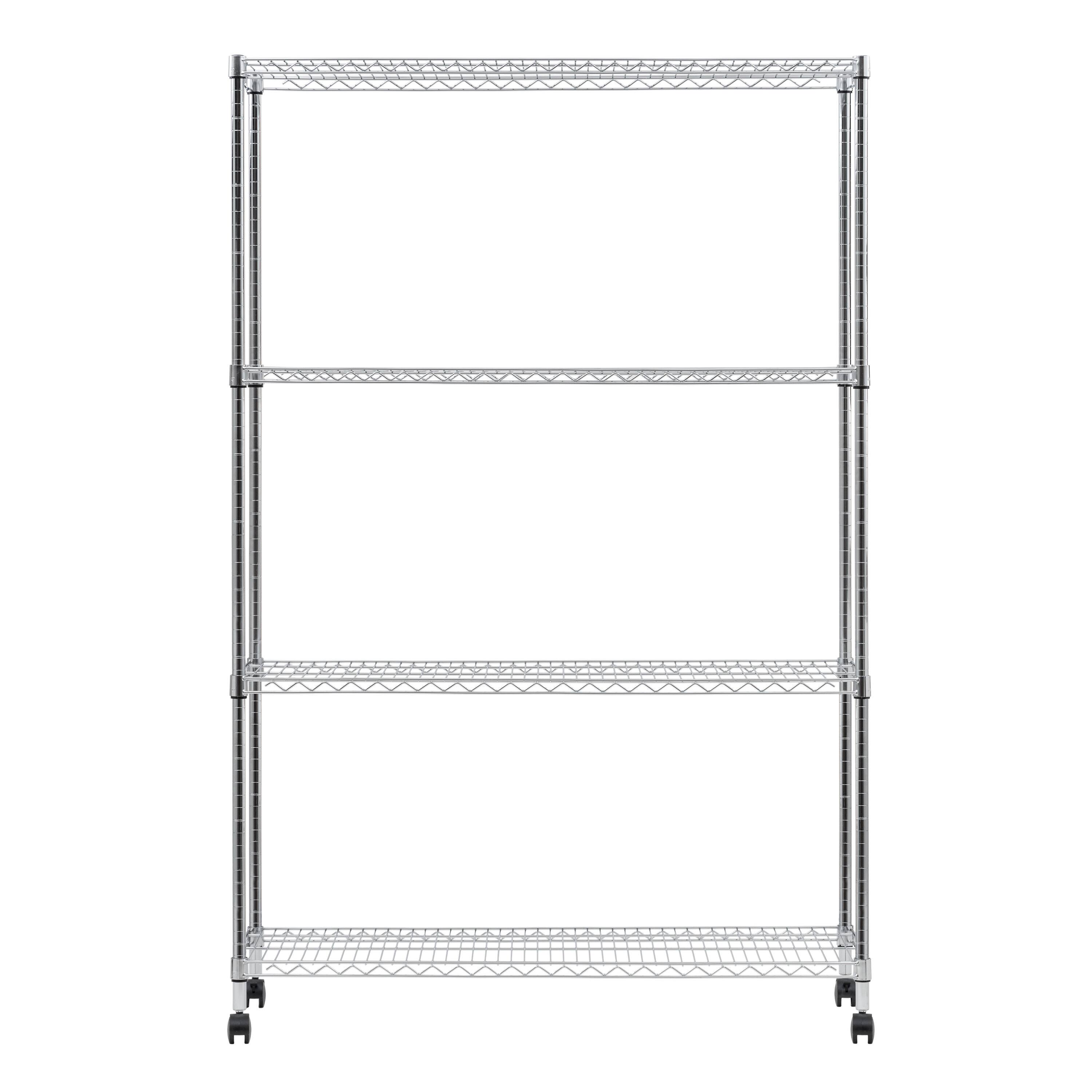 Iris&#xAE; 73.5&#x22; Silver 4-Tier Rolling Wire Rack Shelf