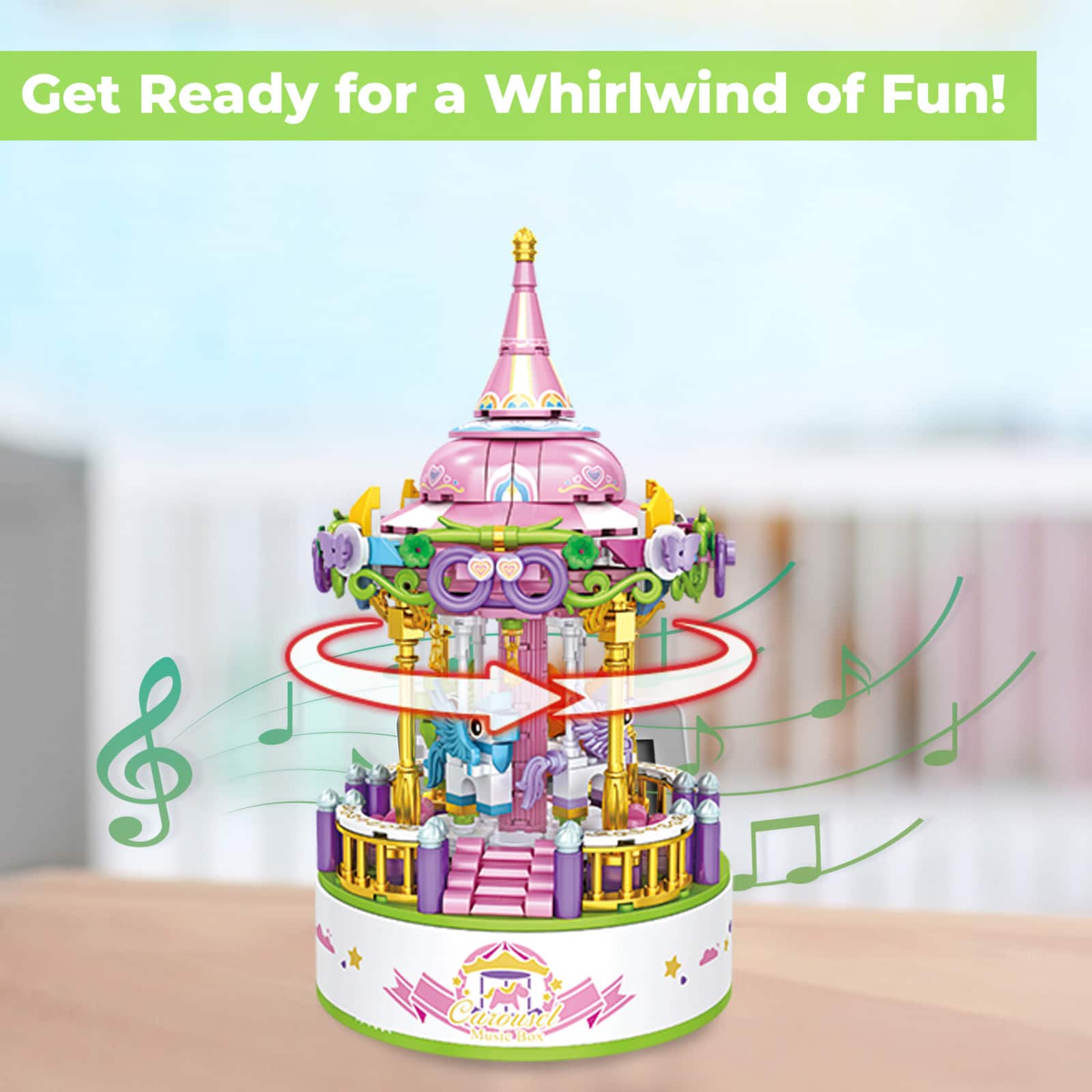 Contixo BK02 Carousel Building Block with Music Box Set