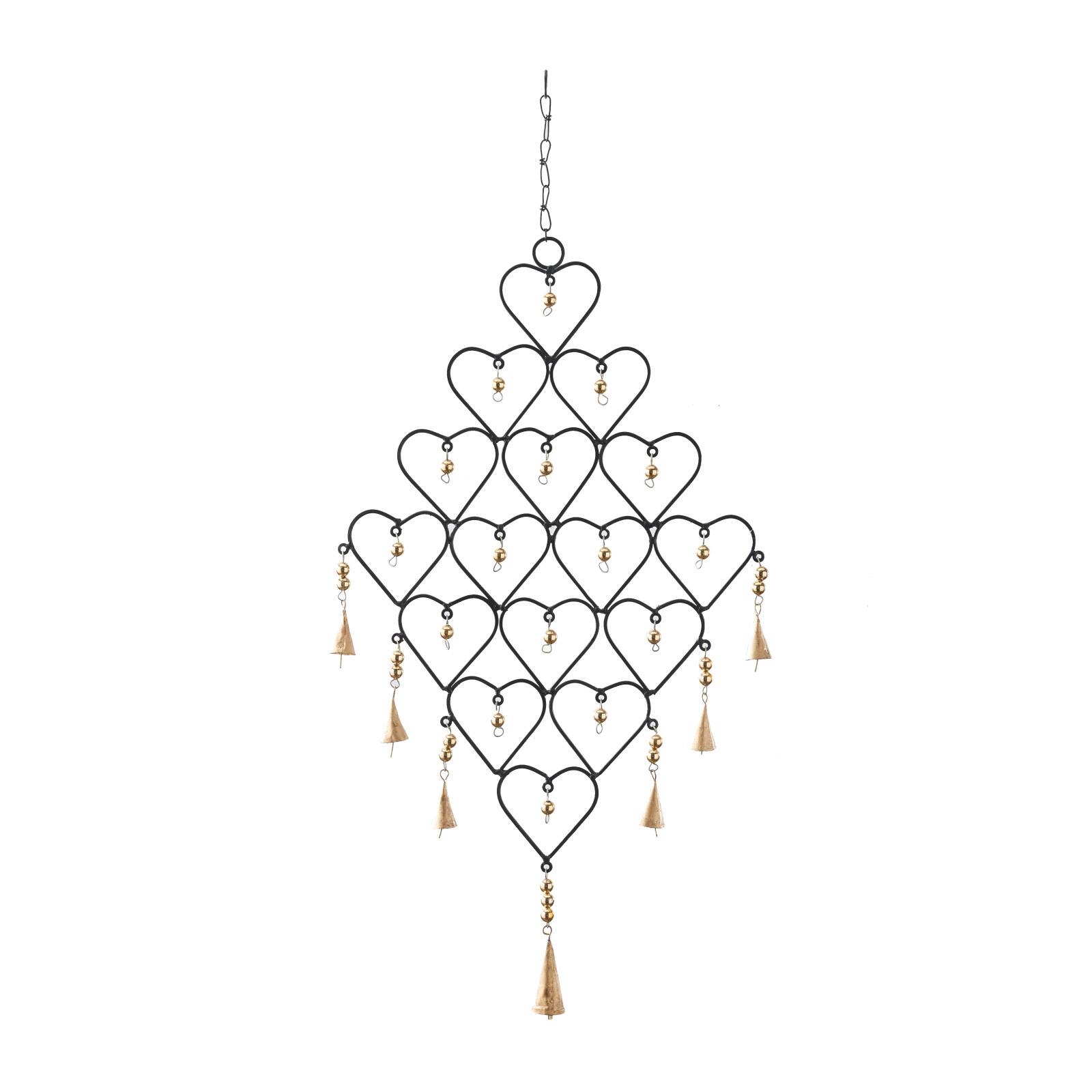 Gold Industrial Hearts Windchime, 16" x 1" x 27"