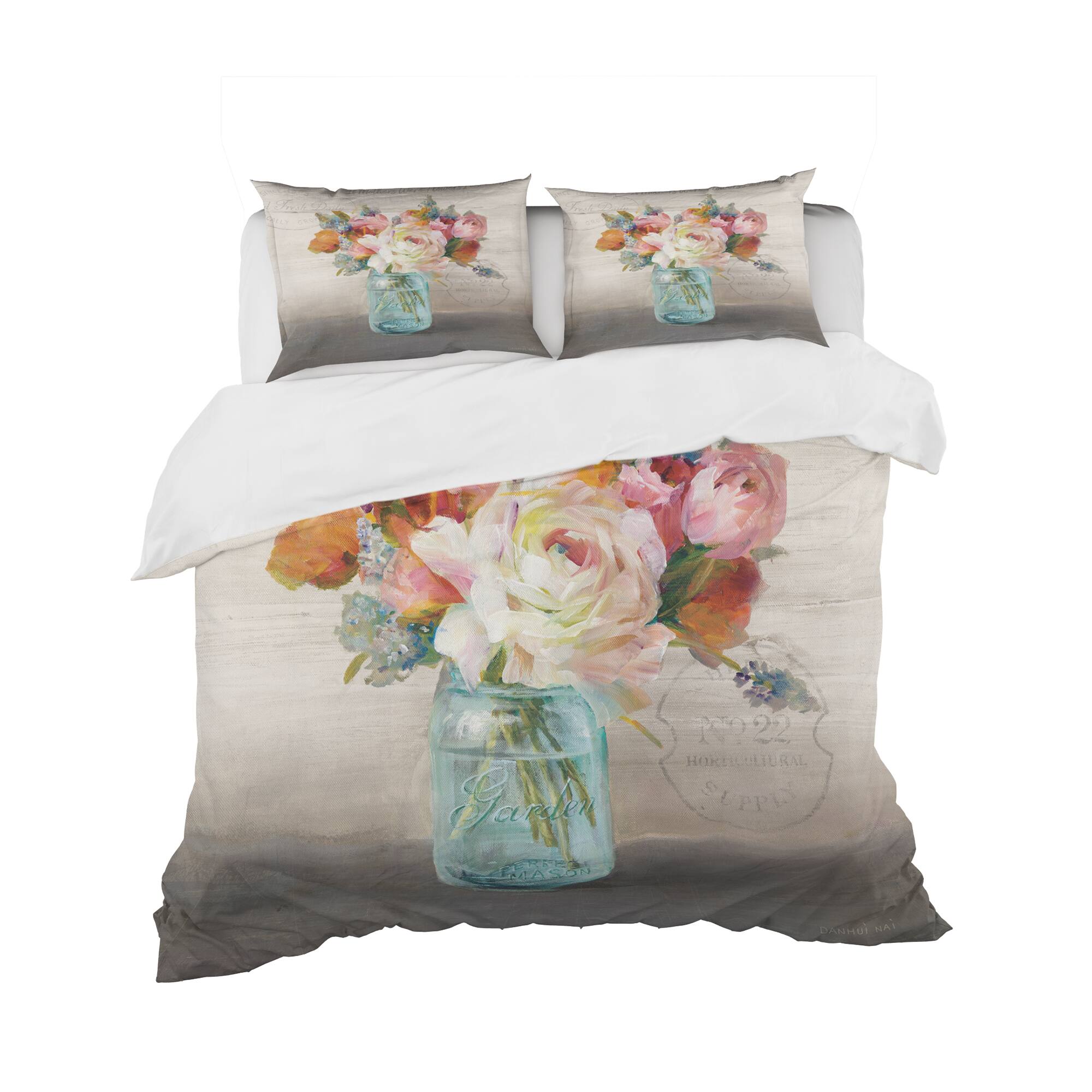 Designart &#x27;French Cottage Bouquet II Mothers&#x27; Cottage Bedding Set - Duvet Cover &#x26; Shams