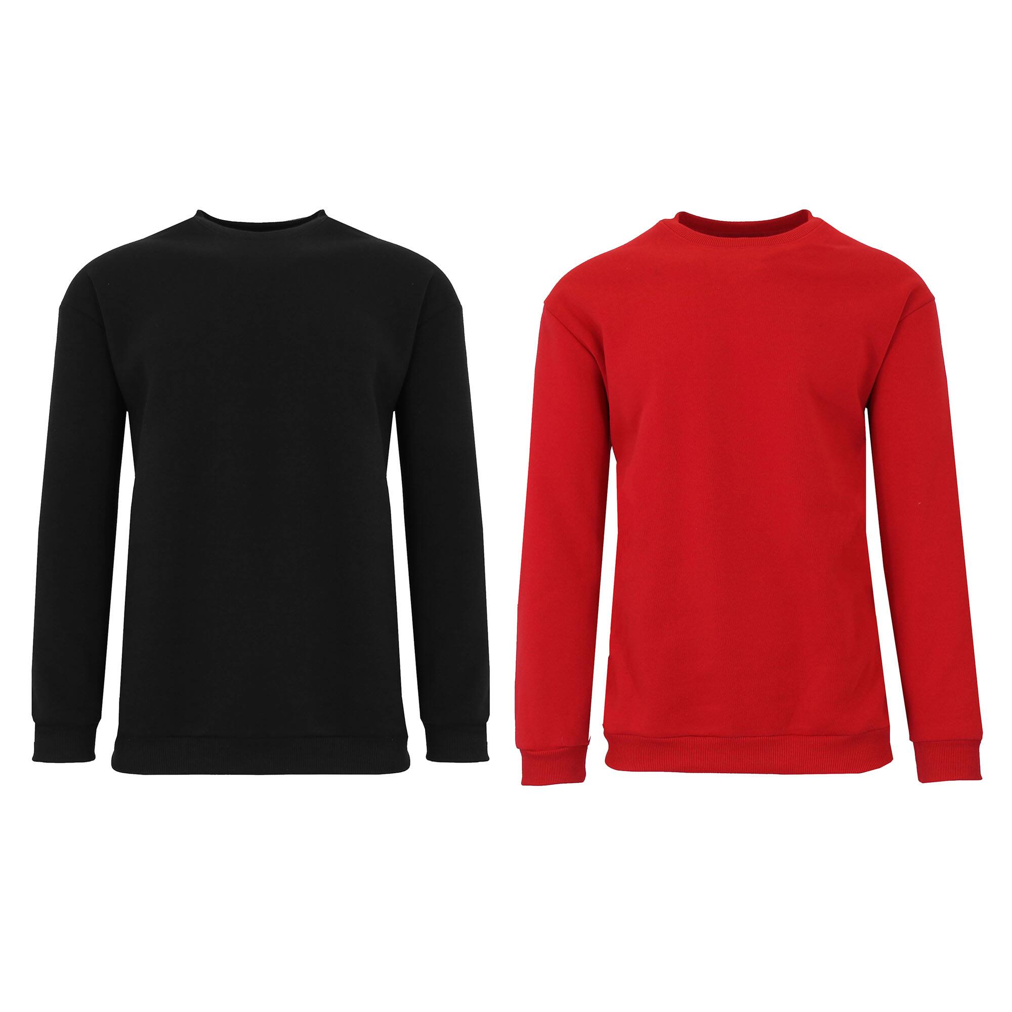 Galaxy by Harvic Fleece-Lined Men's Crew Neck Pullover Sweatshirt 2 Pack