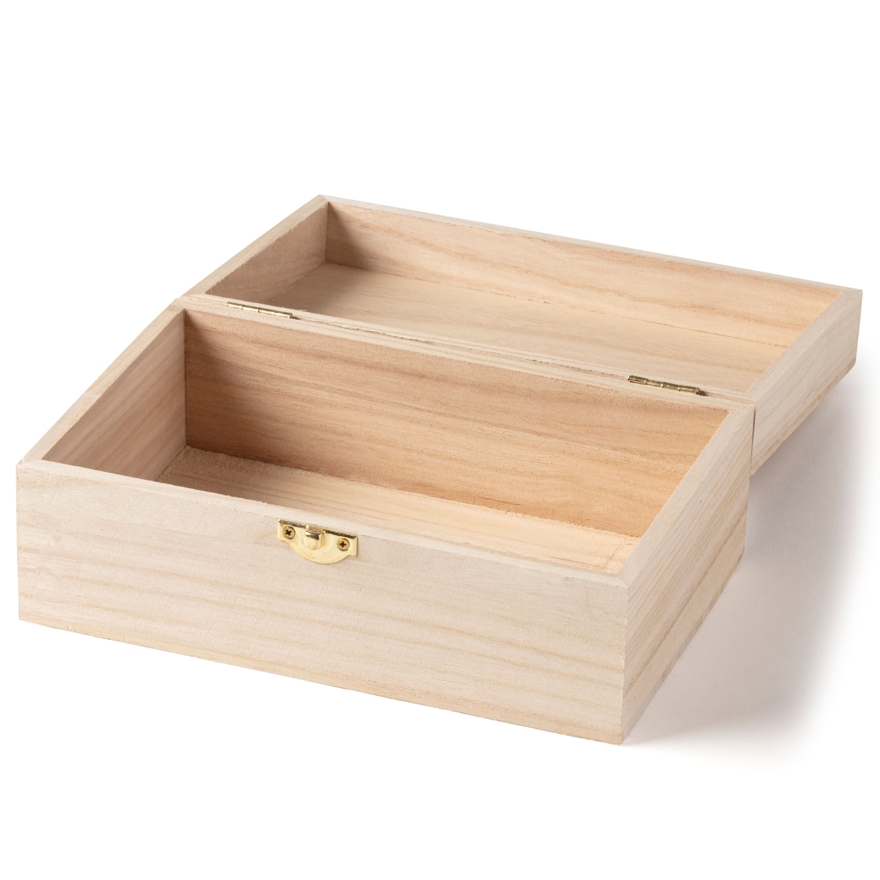 9-Slot Wood Glass Storage Box  Square Wood Organizer Box with