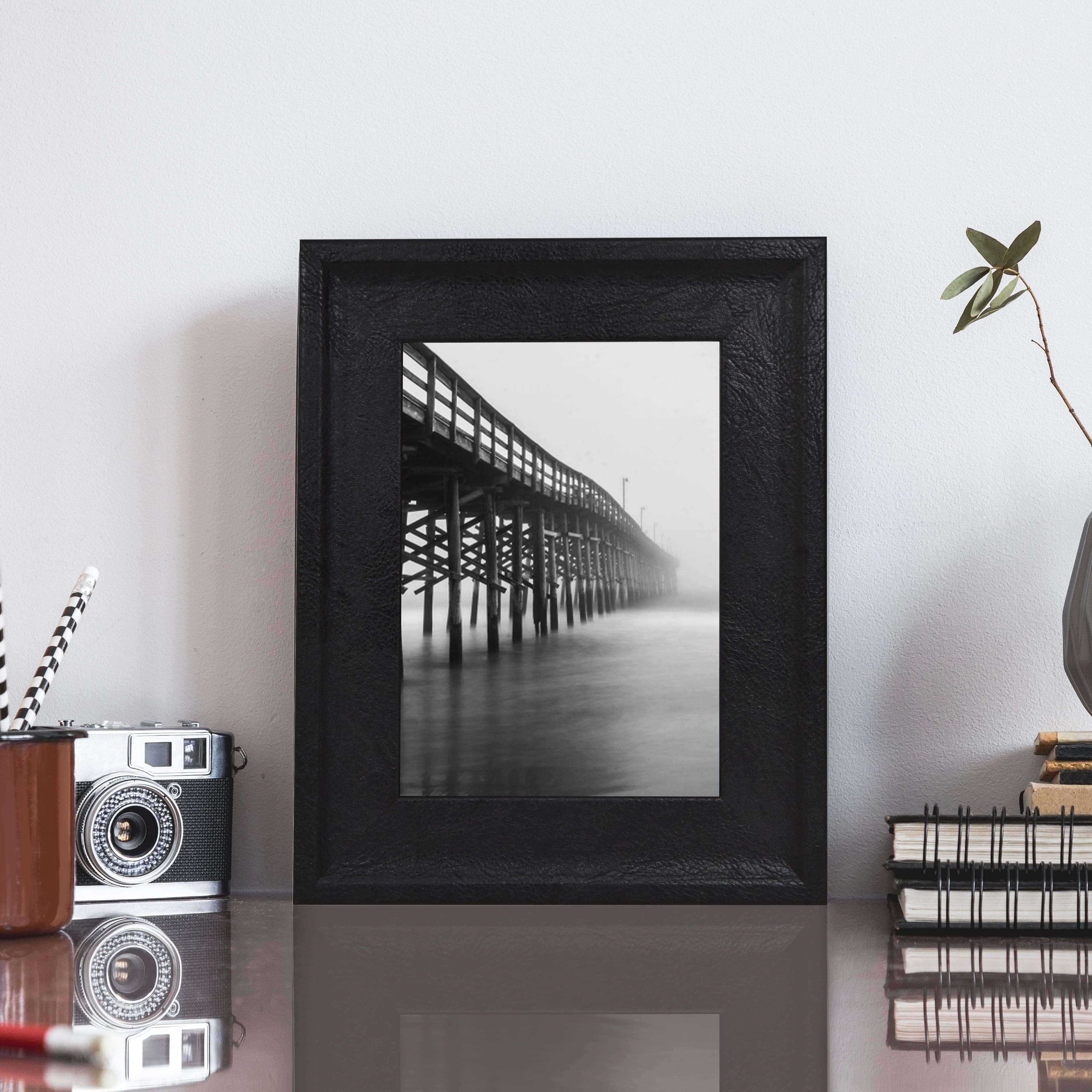 5&#x22; x 7&#x22; Black Faux Leather Tabletop Frame by Studio D&#xE9;cor&#xAE; Treasured Finds