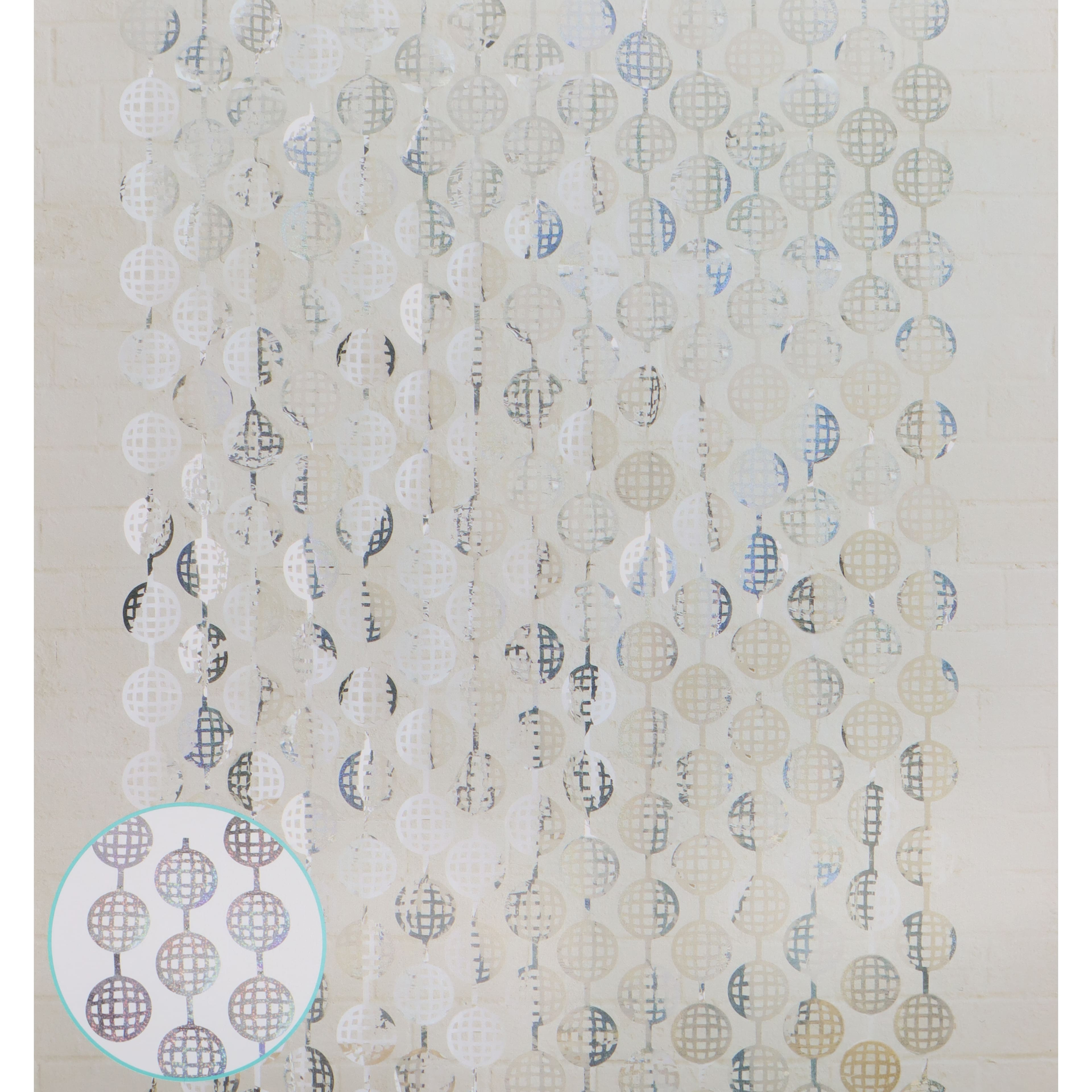 6.5ft. Silver Holographic Disco Ball Fringe Curtain by Celebrate It™