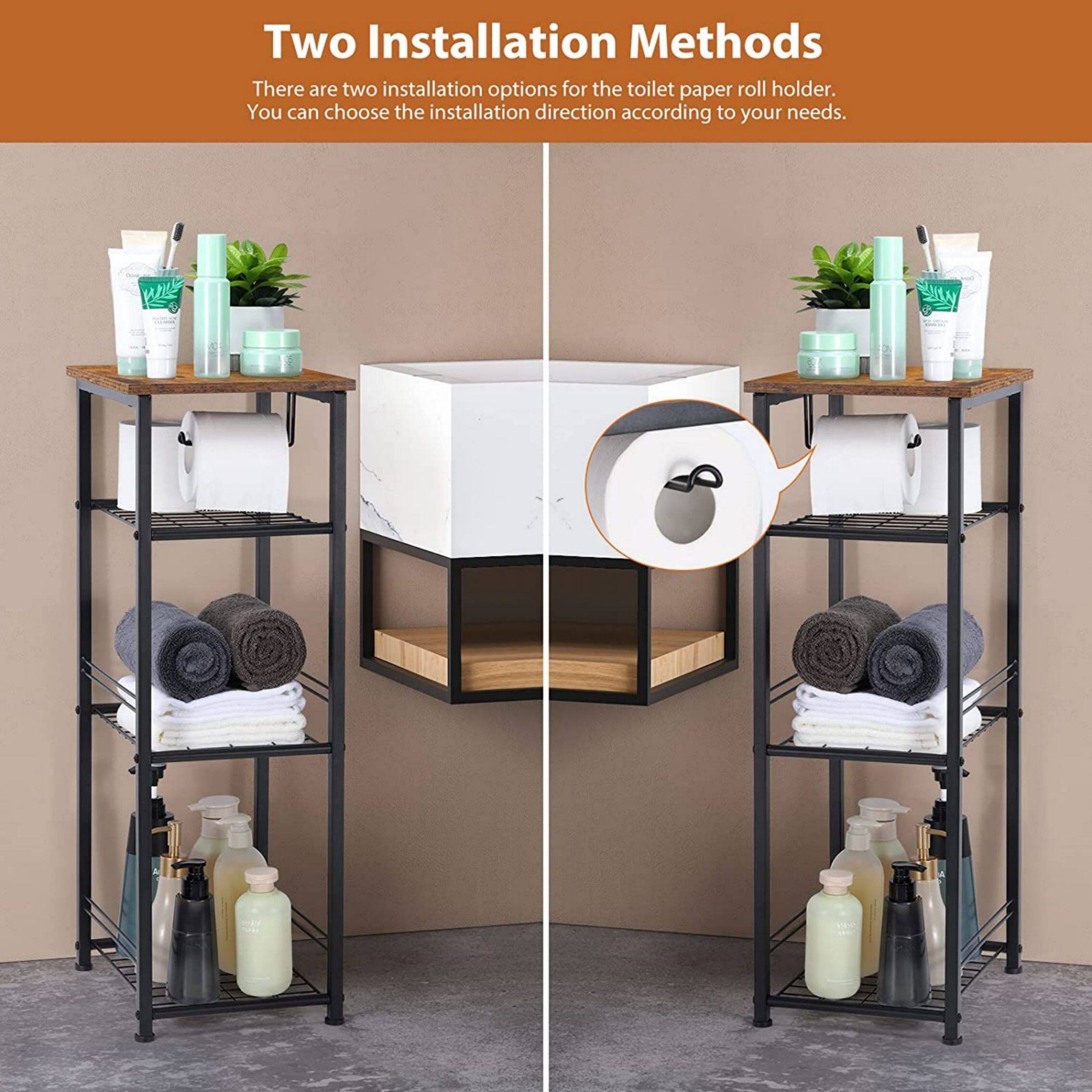 NEX™ 29" Freestanding 4-Tier Storage Shelf with Toilet Paper Holder