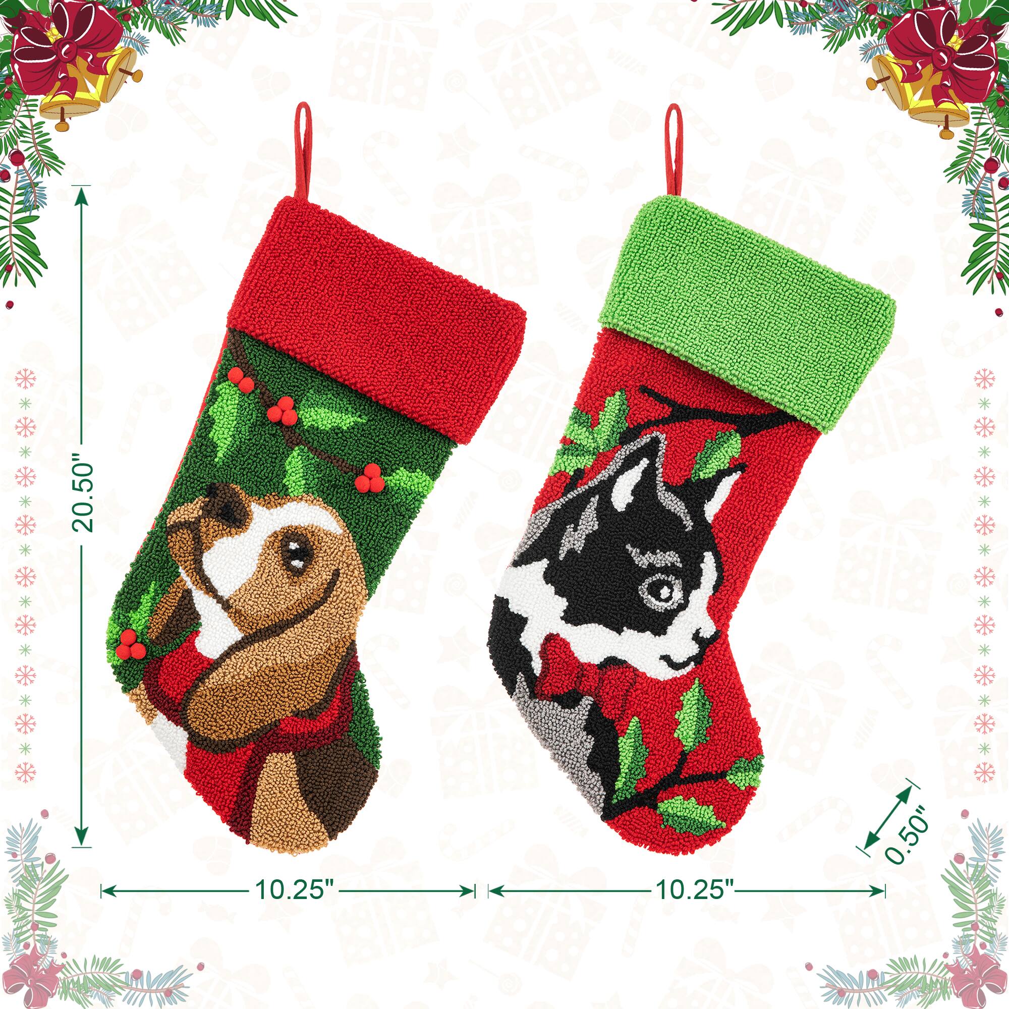 Glitzhome® 20.5" Dog & Cat Hooked Stocking Set