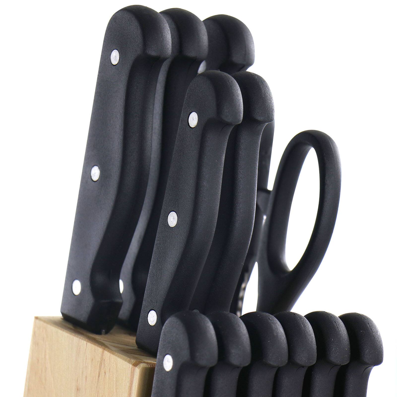 Gibson Home&#xAE; Westover 13-Piece Black Stainless Steel Cutlery Set with Wood Storage Block