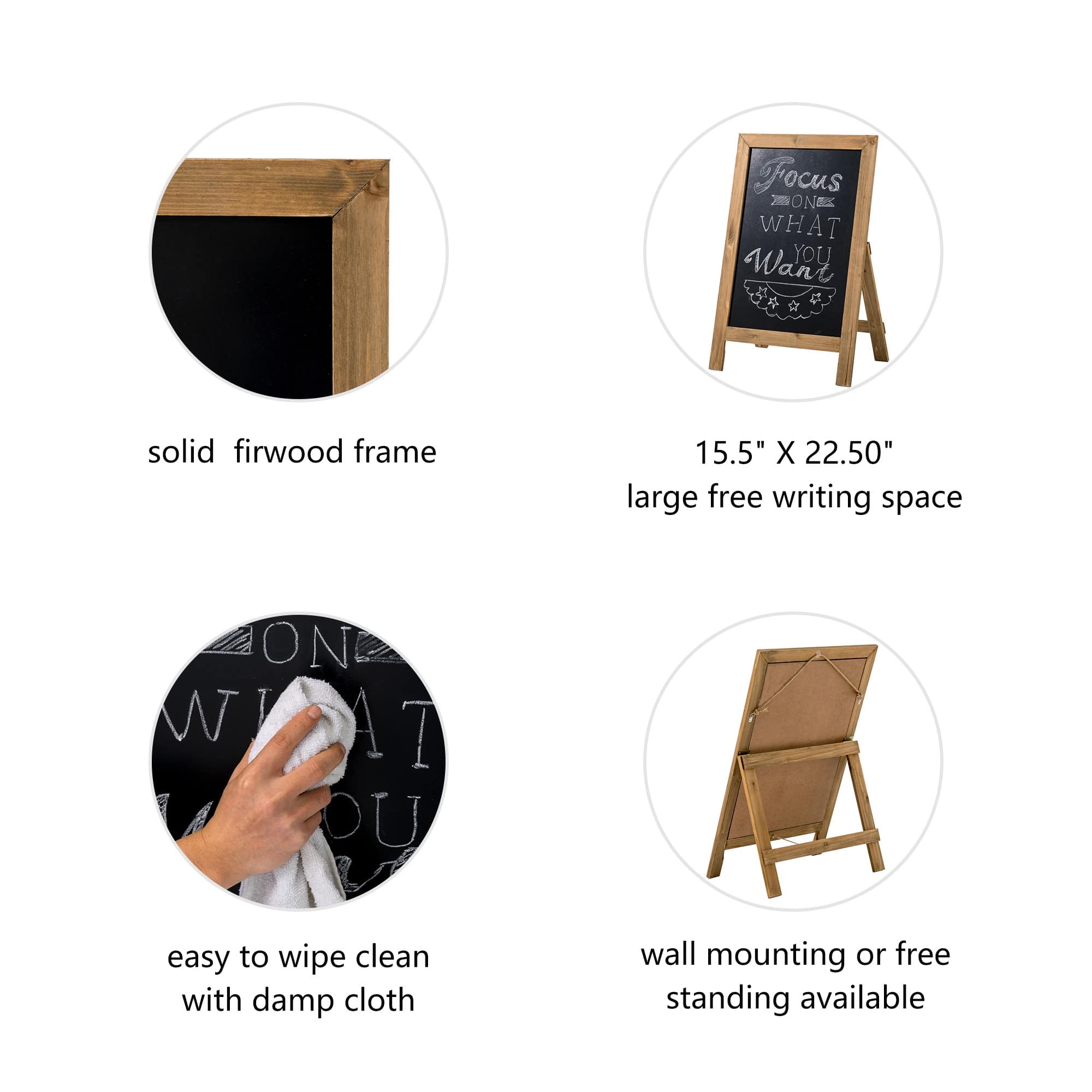 Glitzhome® 30" Brown Wood Chalkboard