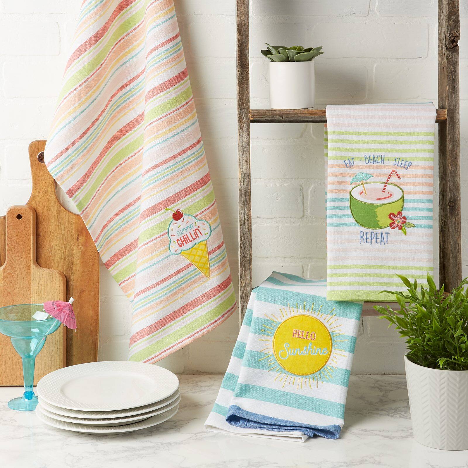 DII&#xAE; Summer Fun Embellished Dishtowel Set