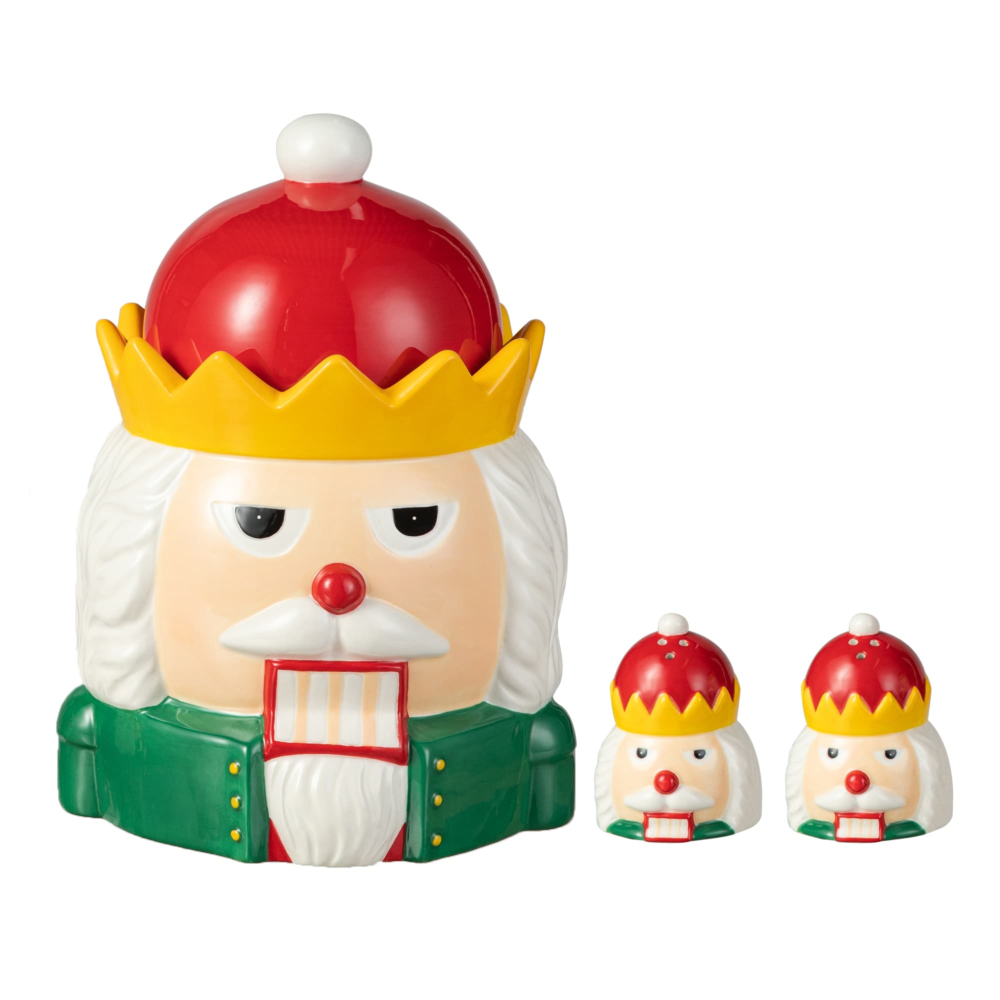 Glitzhome&#xAE; Dolomite Christmas Nutcracker Cookie Jar Set