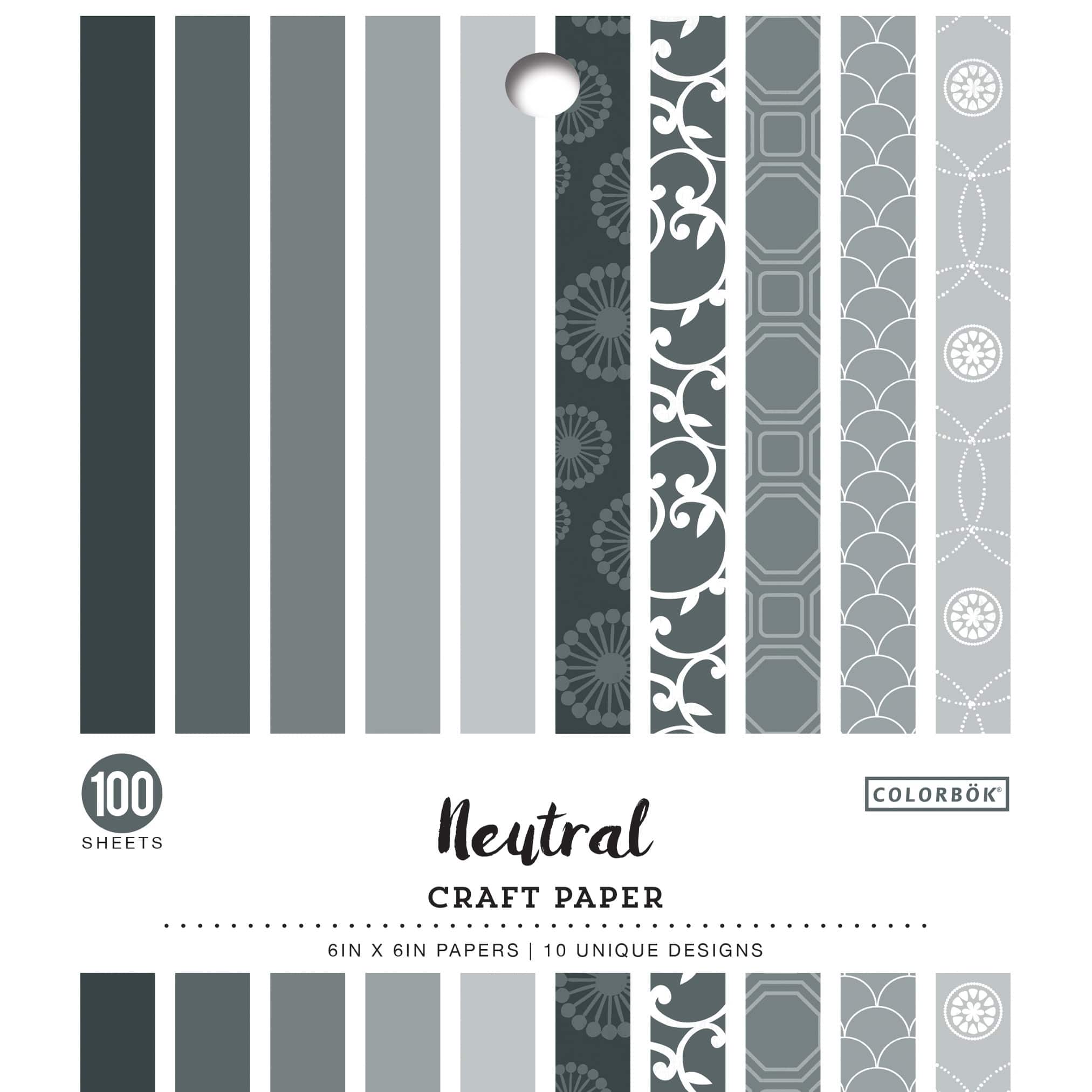 Colorbok 6x6 Black & White Craft Card Stock Paper, 100 Sheets 