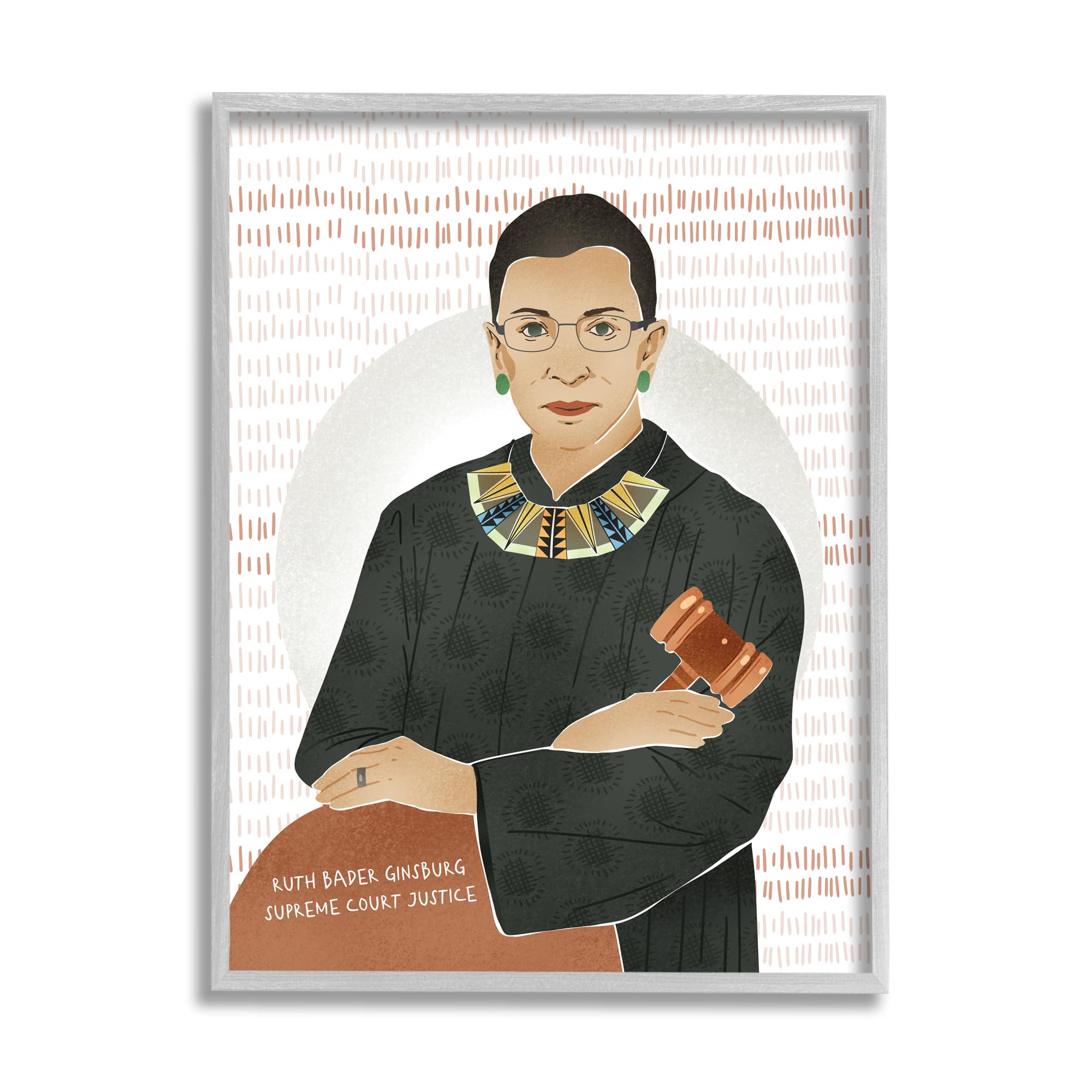 Stupell Industries Judge Ginsburg With Gavel Wall Art in Gray Frame | 16" x 20" | Michaels®