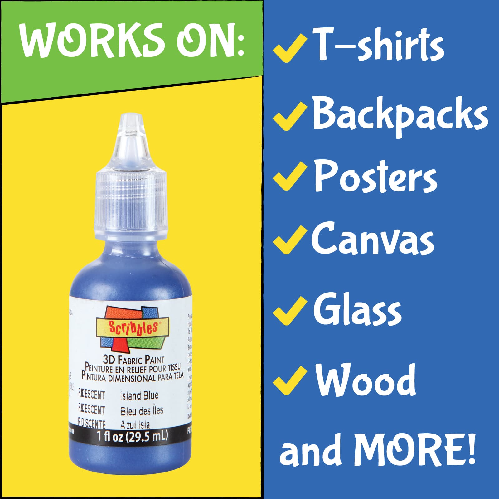 12 Pack: Scribbles® Shiny 3D Fabric Paint