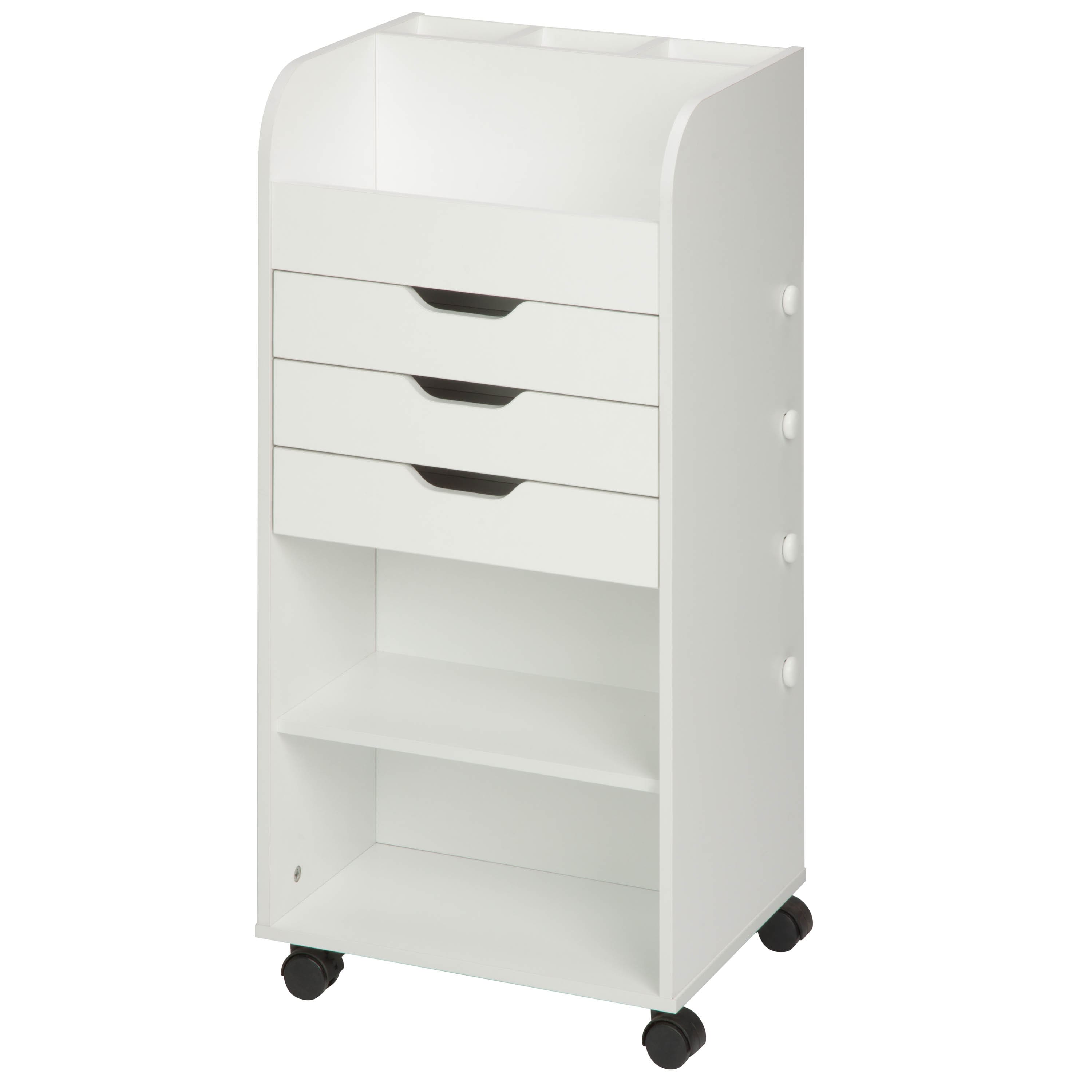 Honey Can Do 3-Drawer White Rolling Craft Cart with Drawers & Compartments