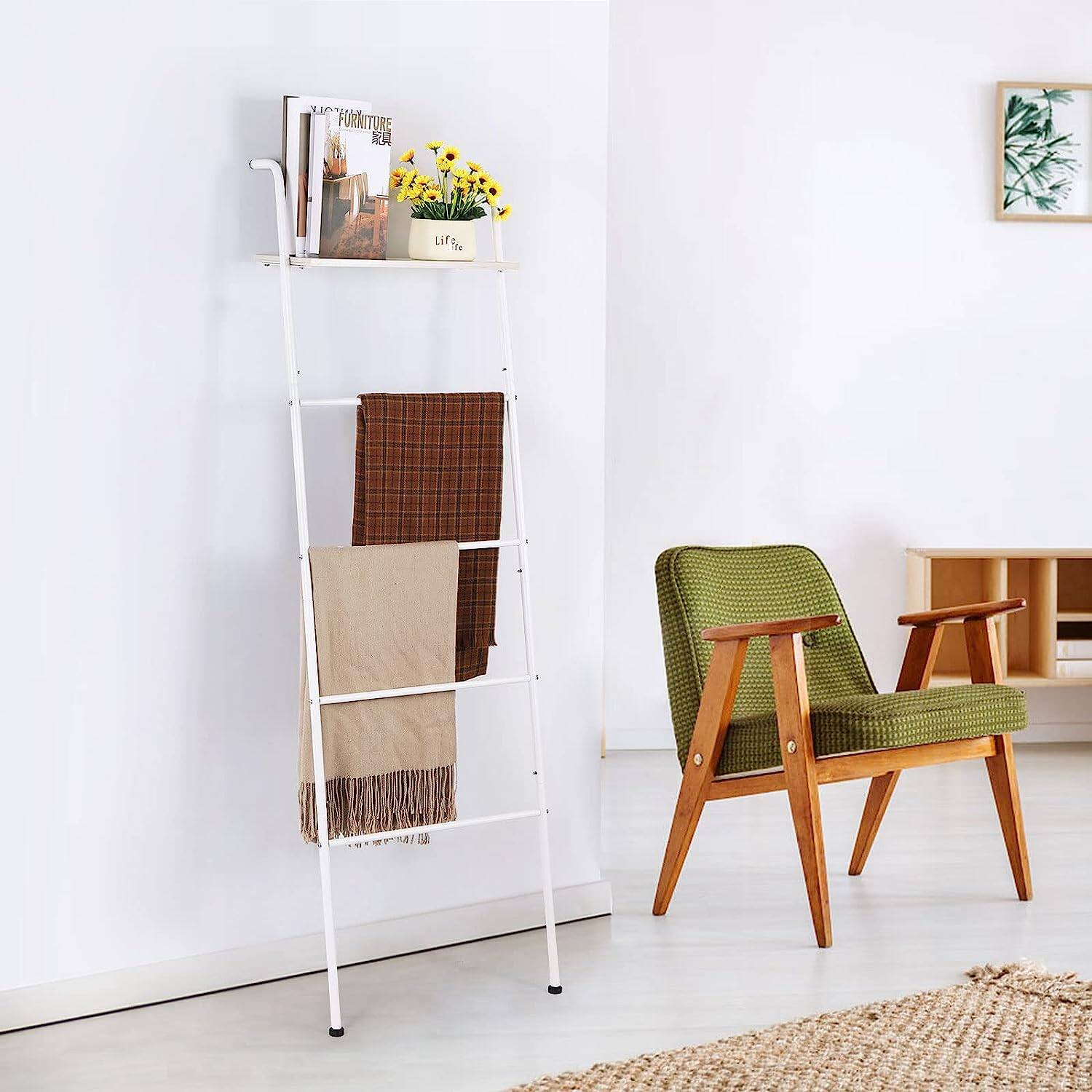 NEX&#x2122; 5-Tier White Ladder Towel &#x26; Blanket Holder Rack