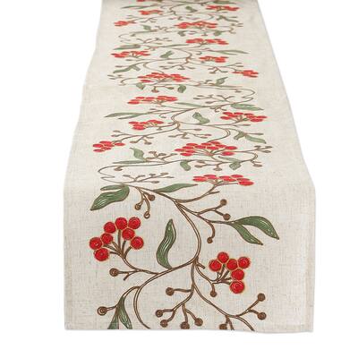 Winter Berries Embroidered Table Runner 14