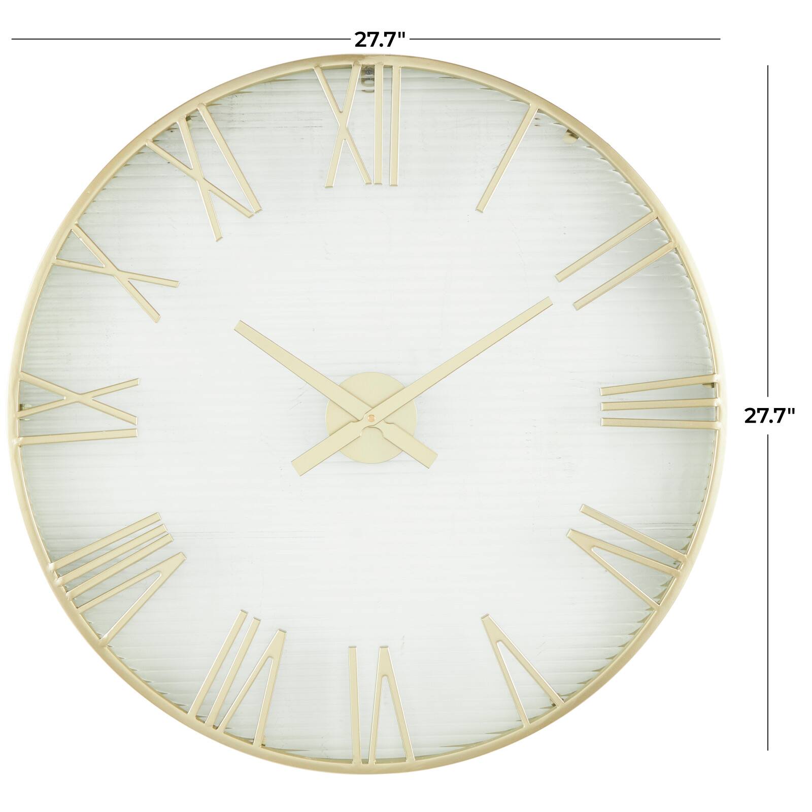 28" Gold Metal Wall Clock with Clear Glass Face