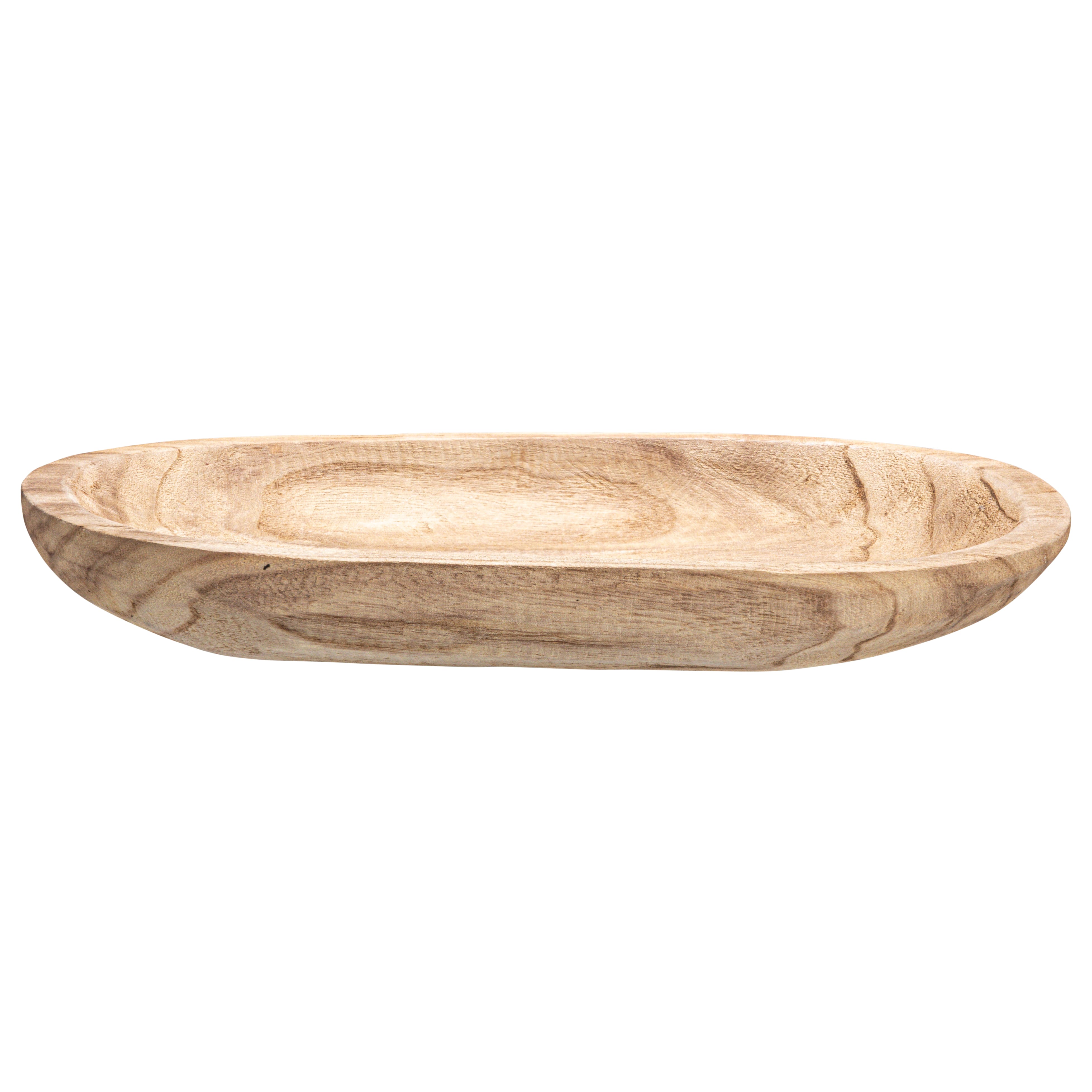 Hand-Carved Paulownia Wood Bowl, Natural