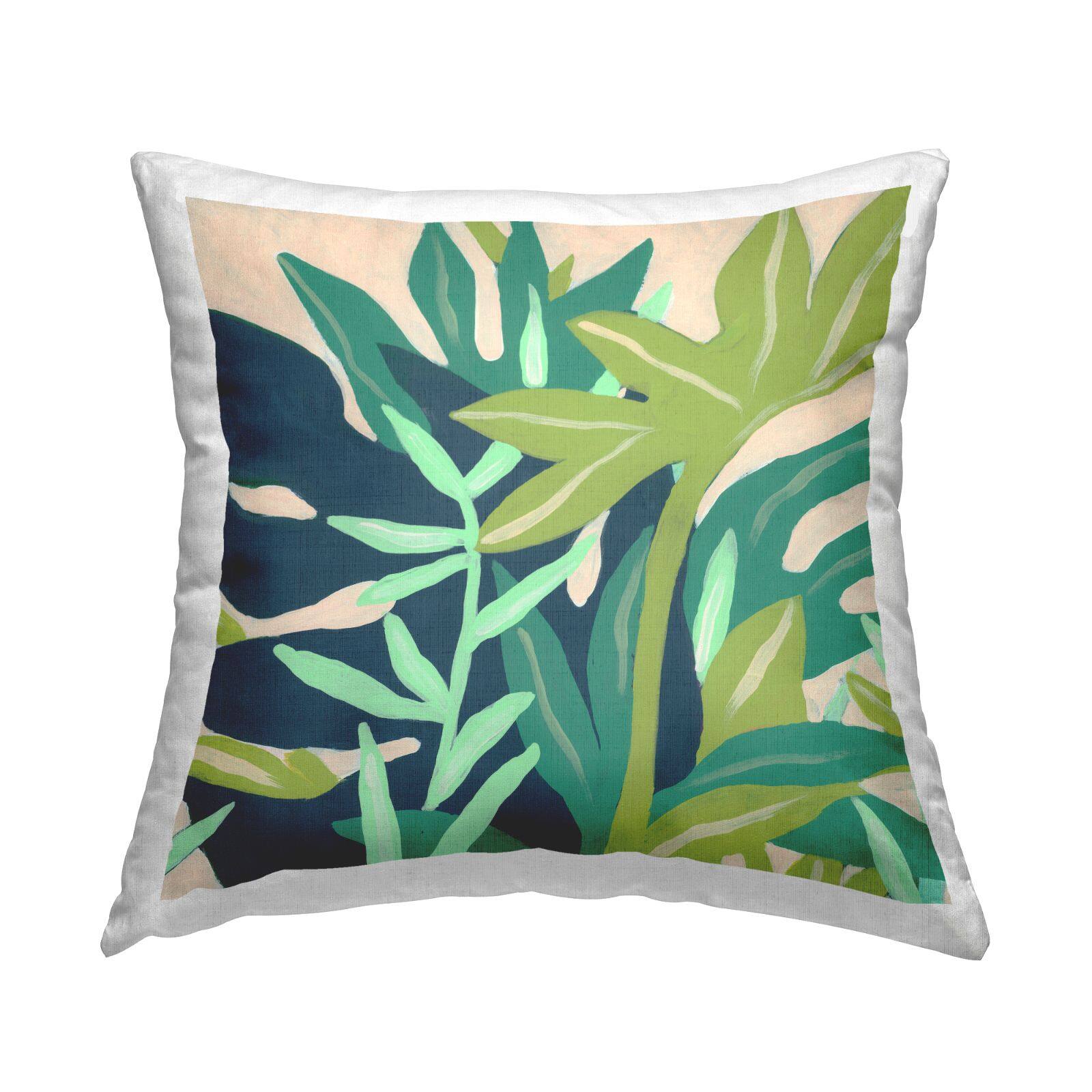 Stupell Industries Layered Abstract Leaves Varied Green Shapes Throw Pillow, 18" x 18"