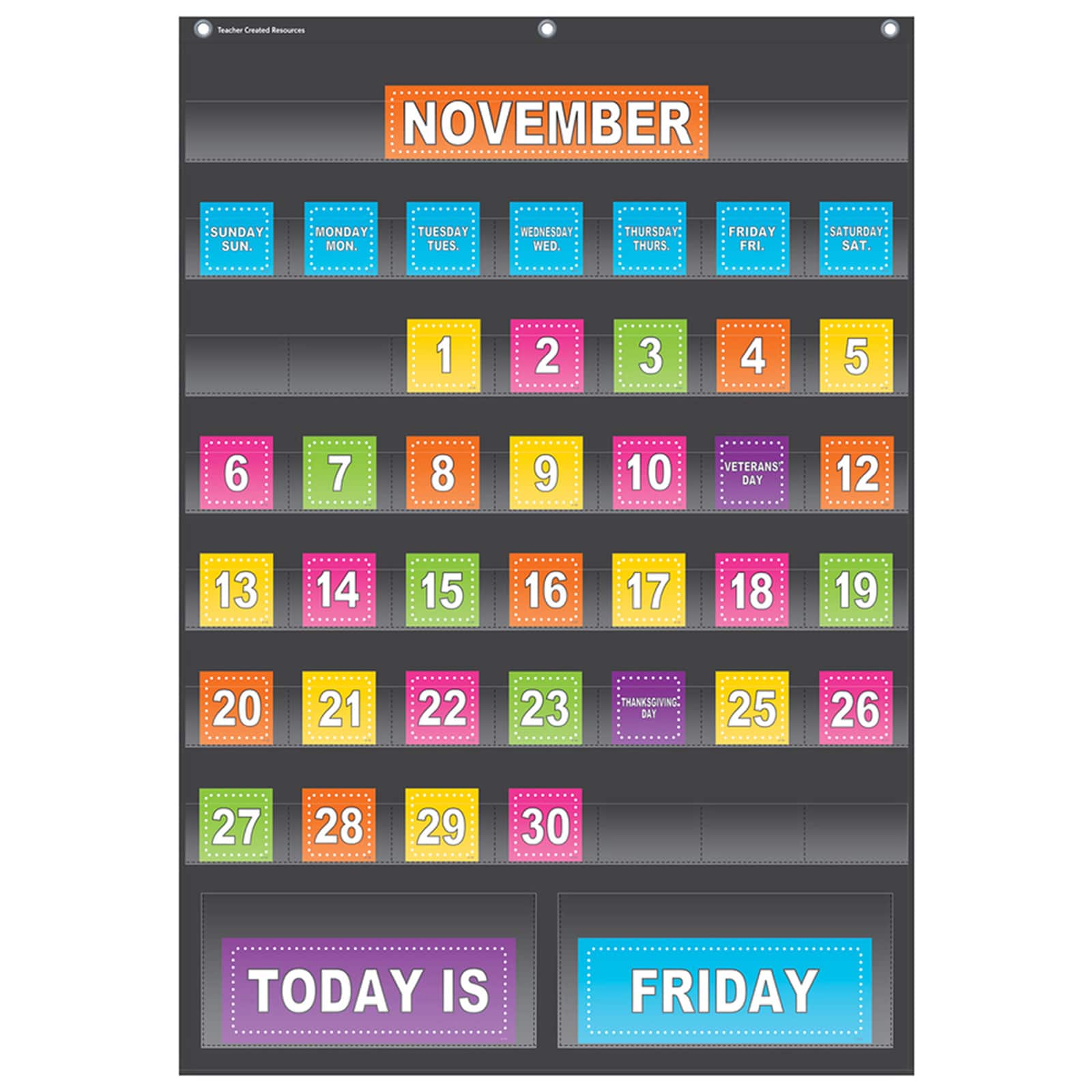 Teacher Created Resources Black Calendar Pocket Chart