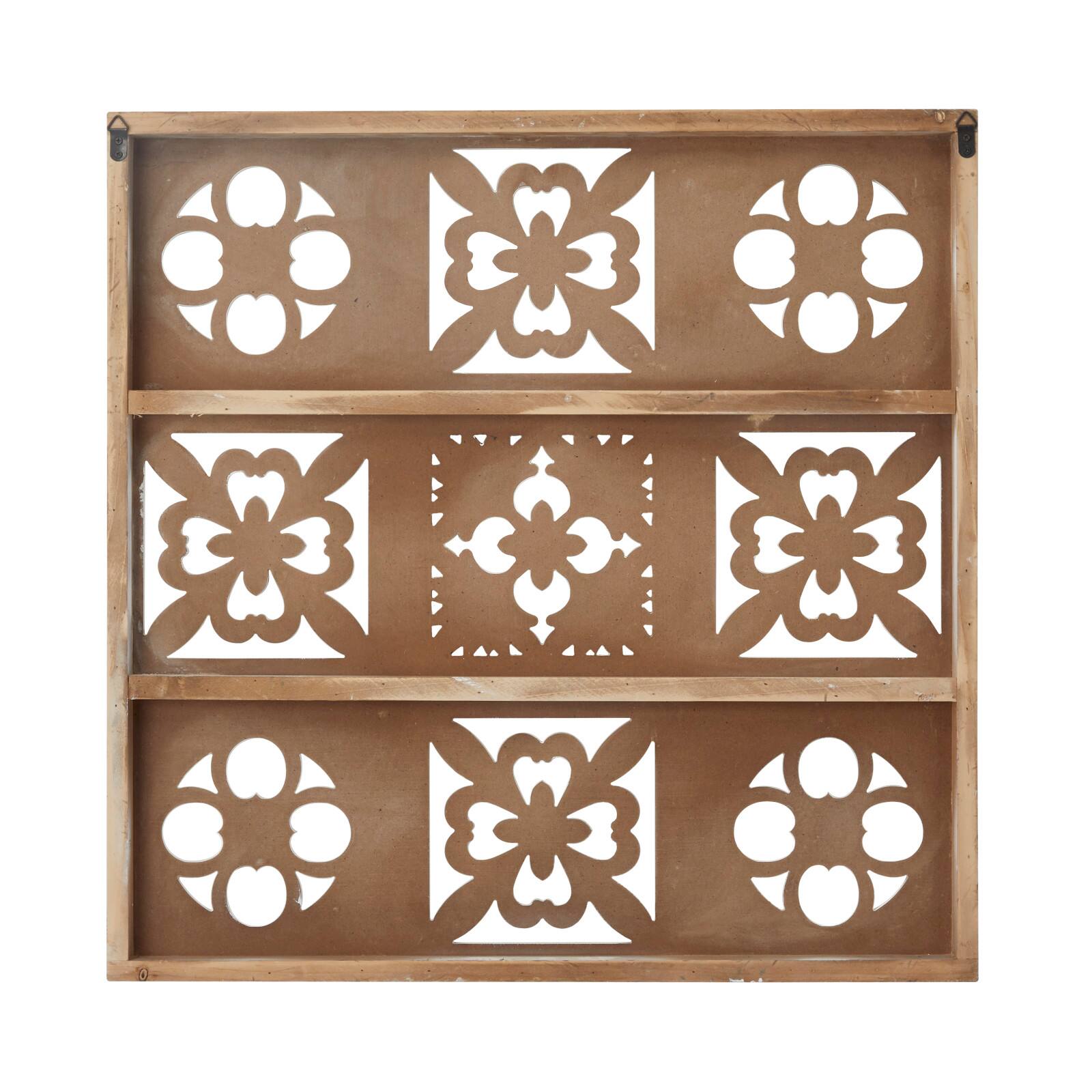 White Wood Traditional Floral Wall Decor 29&#x22; x 29&#x22; x 2&#x22;