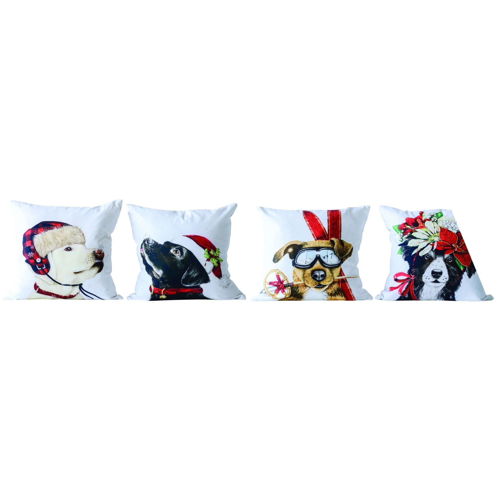 Hello Honey® 18" Christmas Dog Cotton Accent Pillow Set