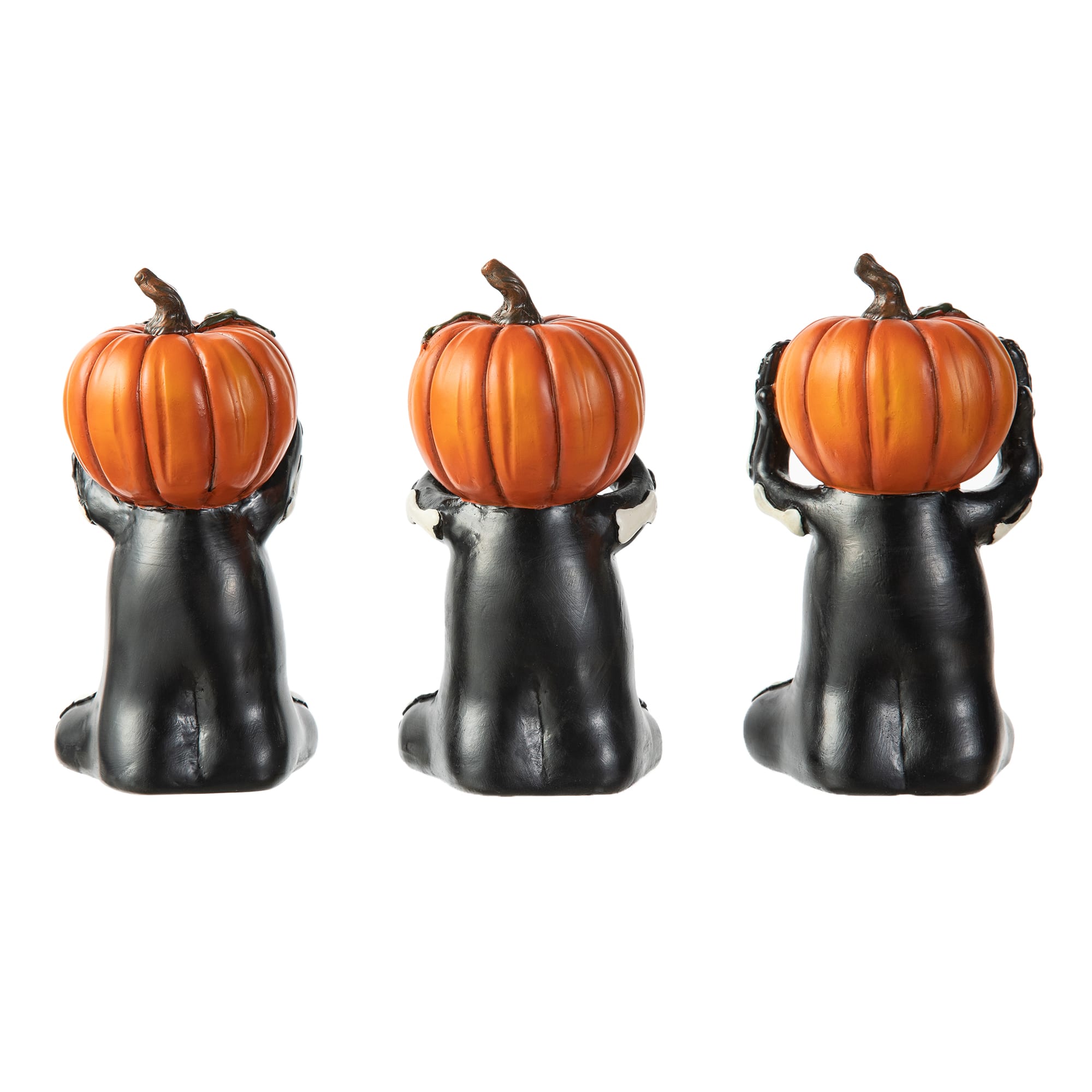 Glitzhome&#xAE; 5.75&#x22; Halloween Skeleton Pumpkin Table D&#xE9;cor Set