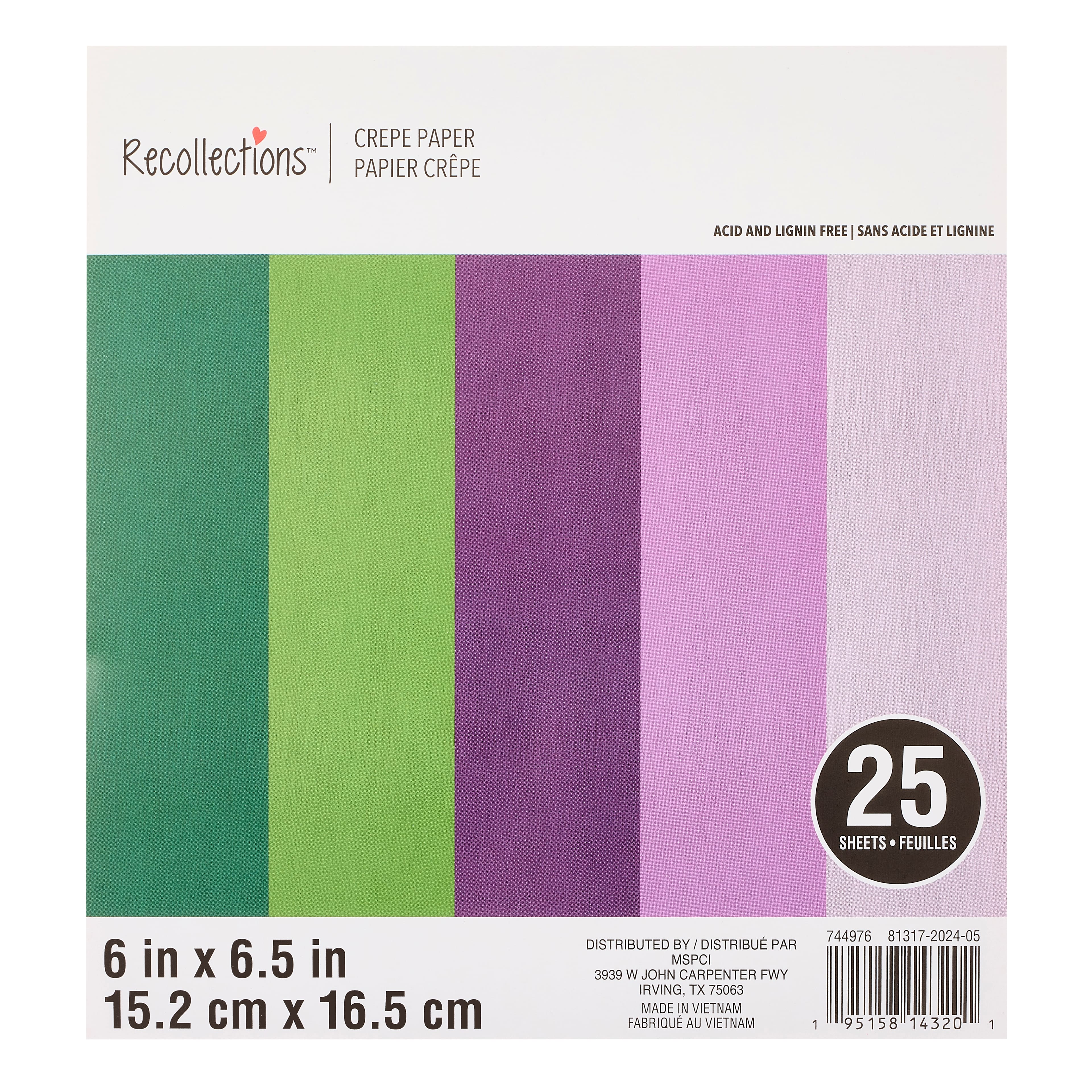 6&#x22; x 6.5&#x22; Greens &#x26; Purples Crepe Paper, 25 Sheets by Recollections&#x2122;