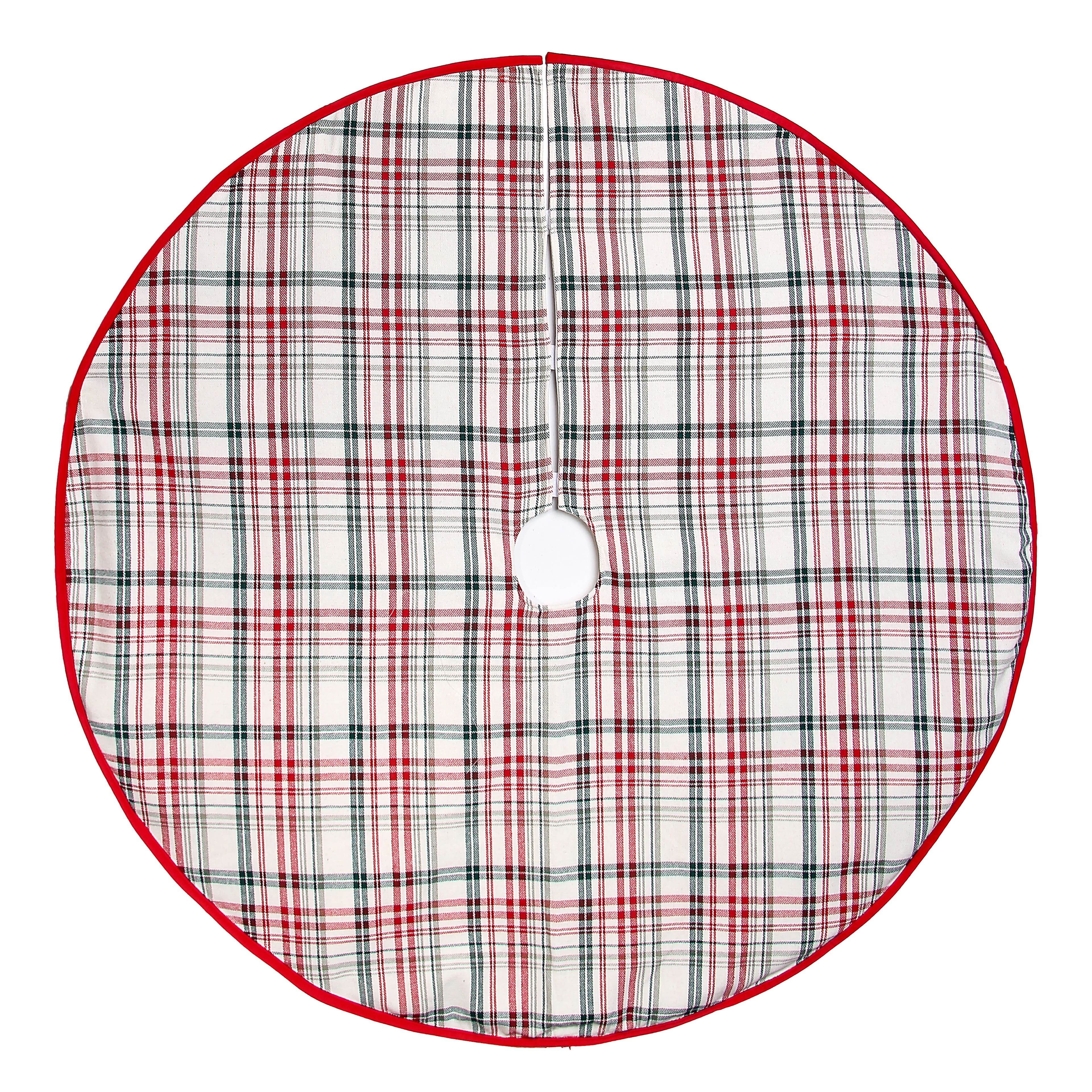 48&#x22; Red &#x26; Green on White Plaid Tree Skirt by Ashland&#xAE;