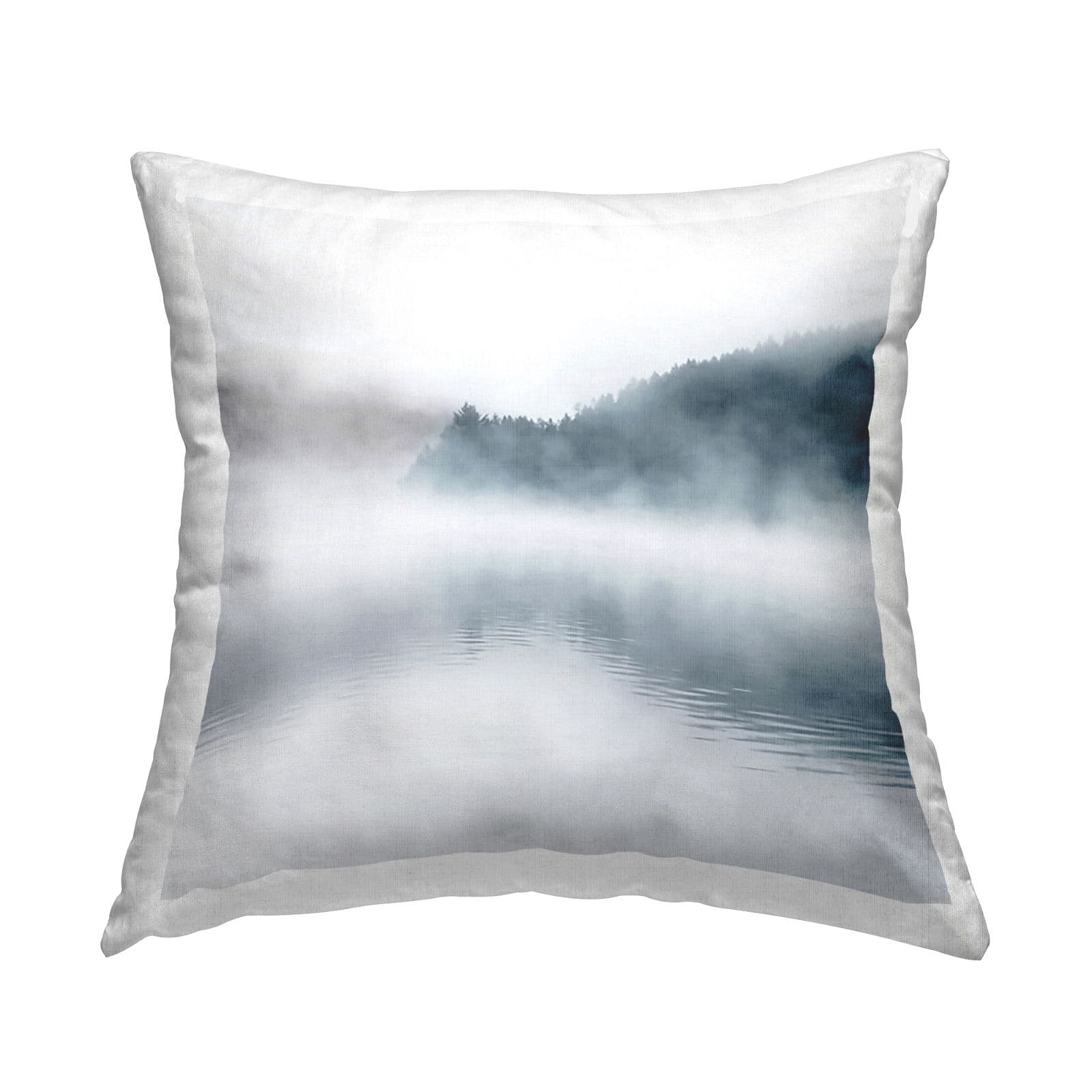 Stupell Industries Heavy Fog Lake Landscape Dense Mist Photographic Throw Pillow 18" x 18"