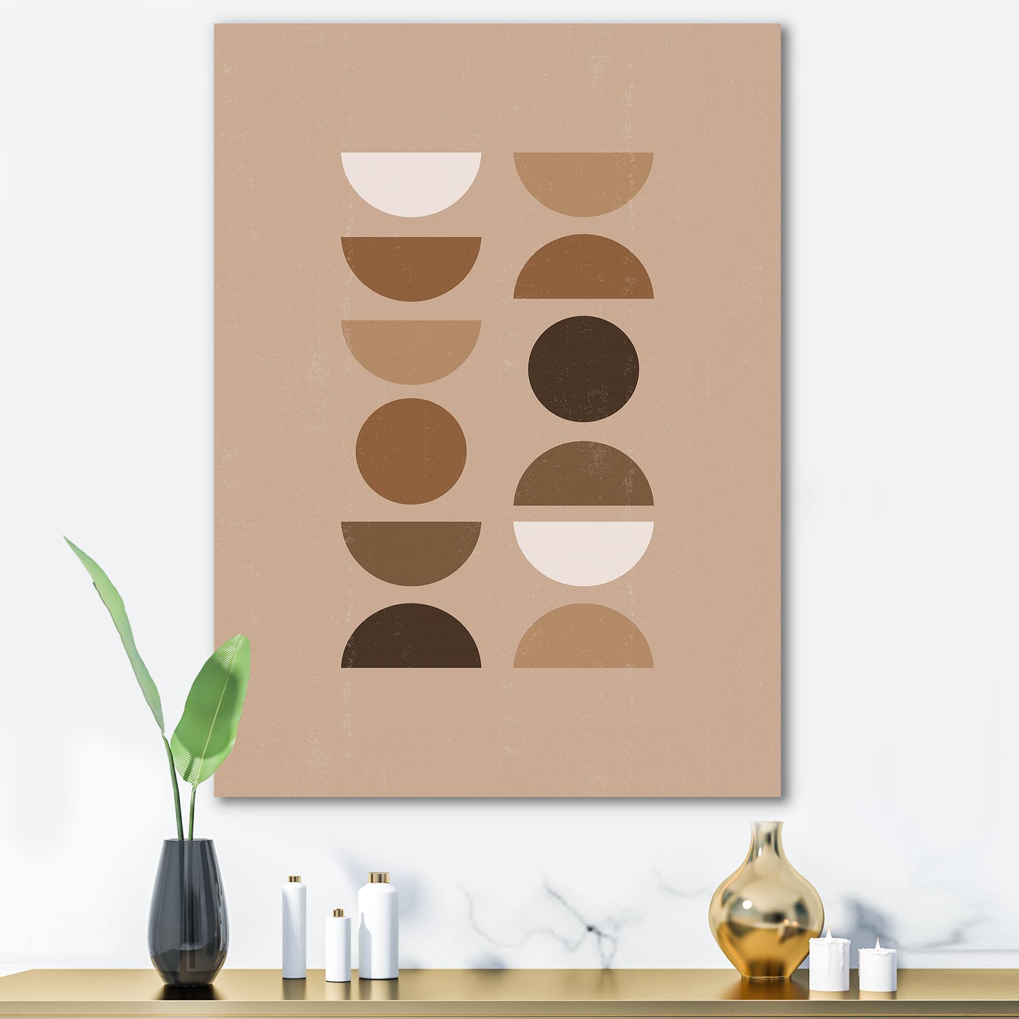 Designart - Abstract Sun Moon Geometric Print II - Modern Canvas Wall Art Print
