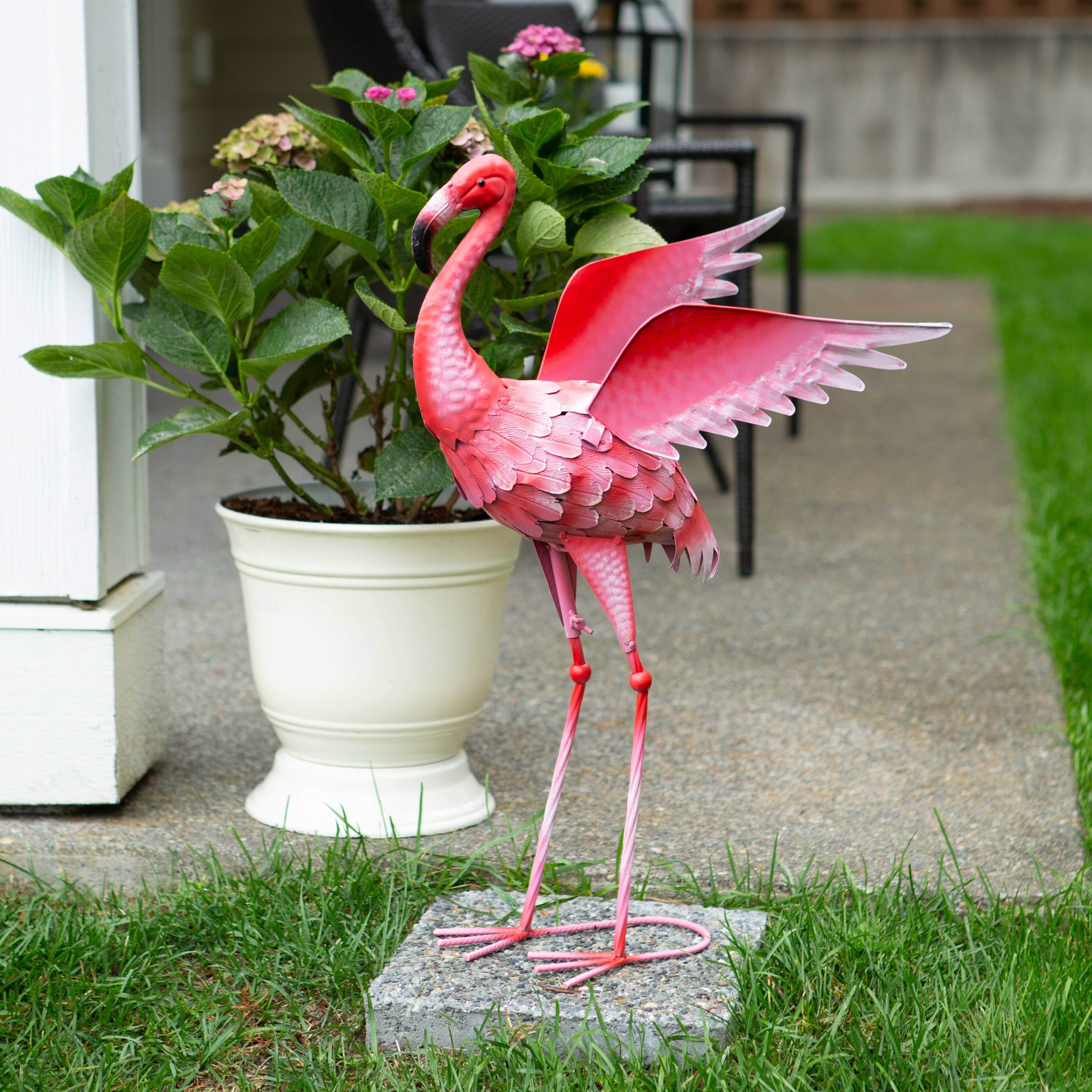 2.3ft. Flying Flamingo Garden Décor